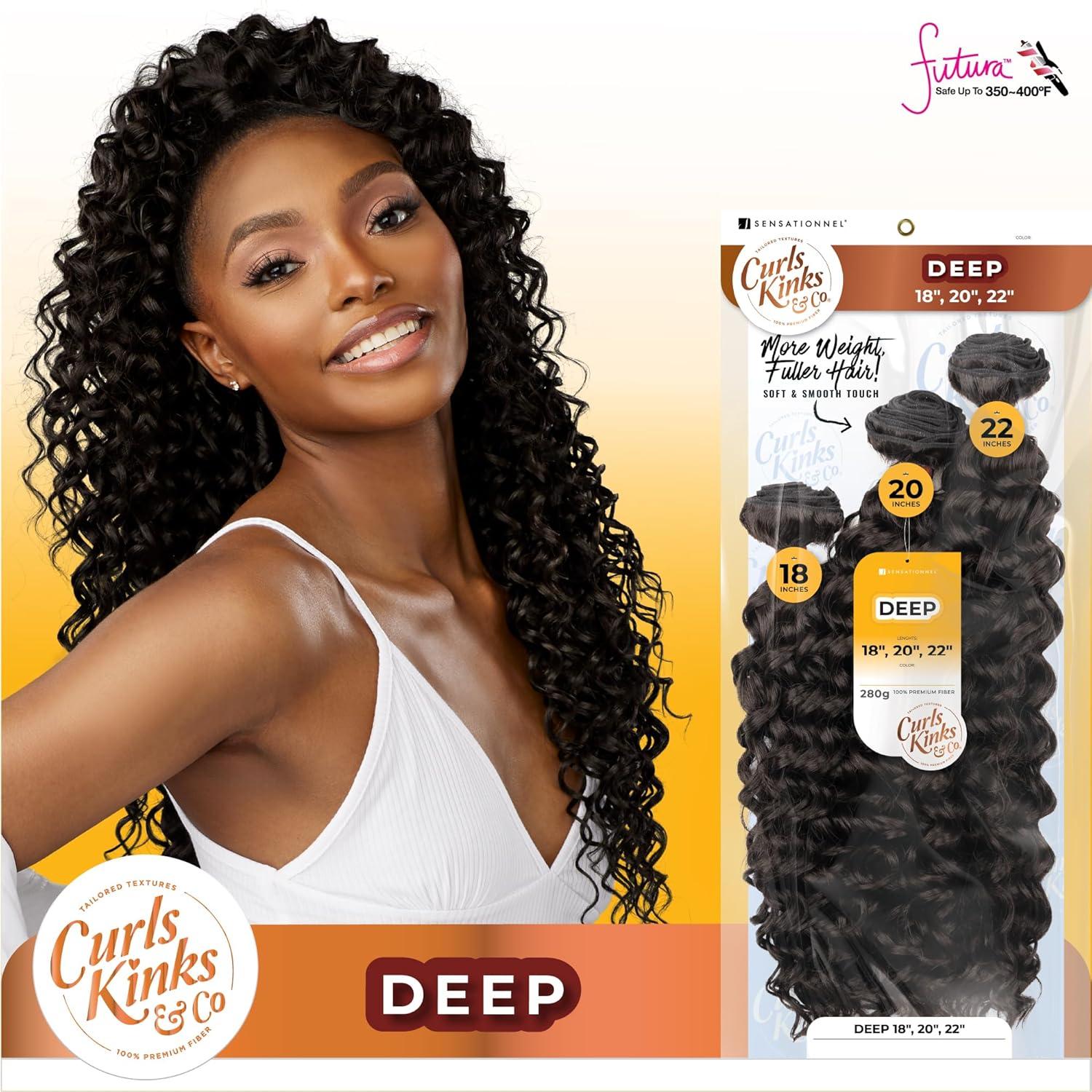 imageSensationnel Curls kinksandco synthetic bundles deep multibundle quick weave hair for natural 3c to 4c hair textures 18 20 22 inch 1 JETBLACKGINGERCOPPER