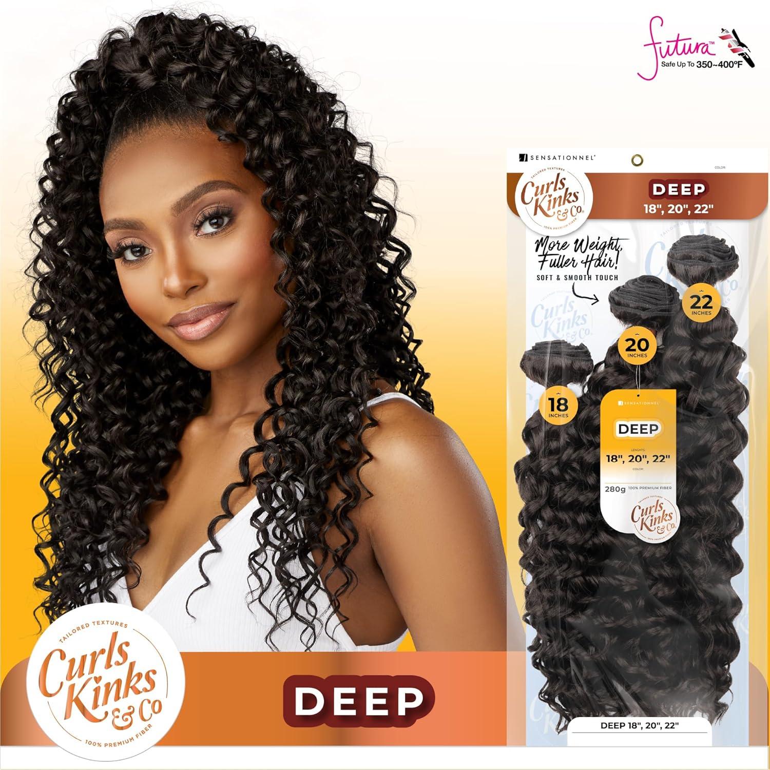 imageSensationnel Curls kinksandco synthetic bundles deep multibundle quick weave hair for natural 3c to 4c hair textures 18 20 22 inch 1 JETBLACKS1BGINGER