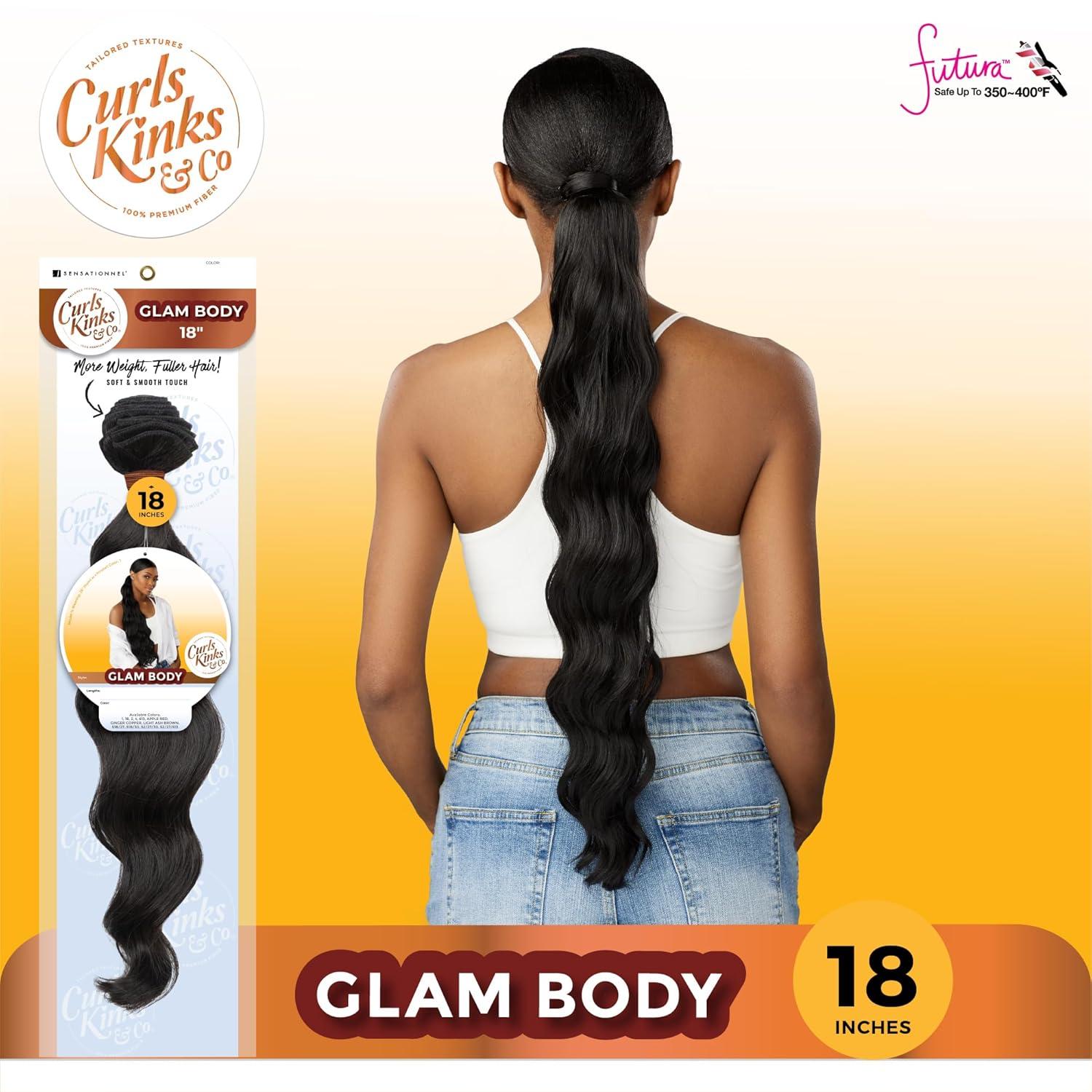 imageSensationnel Curls kinksandco synthetic bundles glam body quick weave hair or pony styles for natural 3c to 4c hair textures 1 pack 18 inch 1 JETBLACKS1B27
