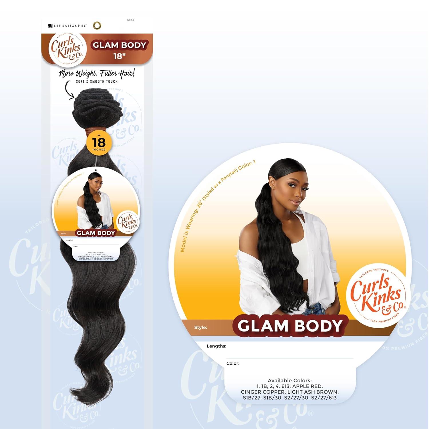 imageSensationnel Curls kinksandco synthetic bundles glam body quick weave hair or pony styles for natural 3c to 4c hair textures 1 pack 18 inch 1 JETBLACKS22730