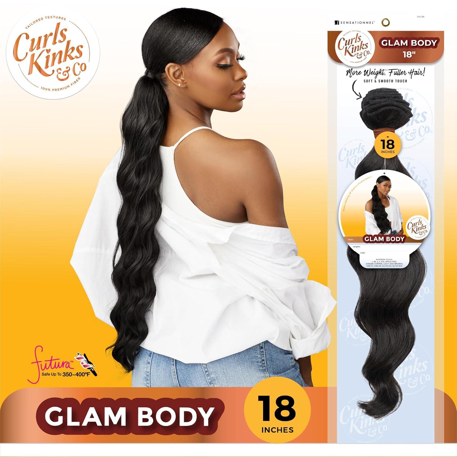 imageSensationnel Curls kinksandco synthetic bundles glam body quick weave hair or pony styles for natural 3c to 4c hair textures 1 pack 18 inch 1 JETBLACKGINGERCOPPER