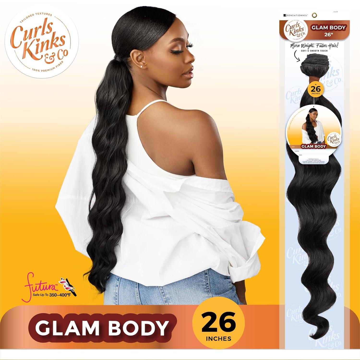 imageSensationnel Curls kinksandco synthetic bundles glam body quick weave hair or pony styles for natural 3c to 4c hair textures 1 pack 18 inch 1 JETBLACKLIGHTASHBROWN