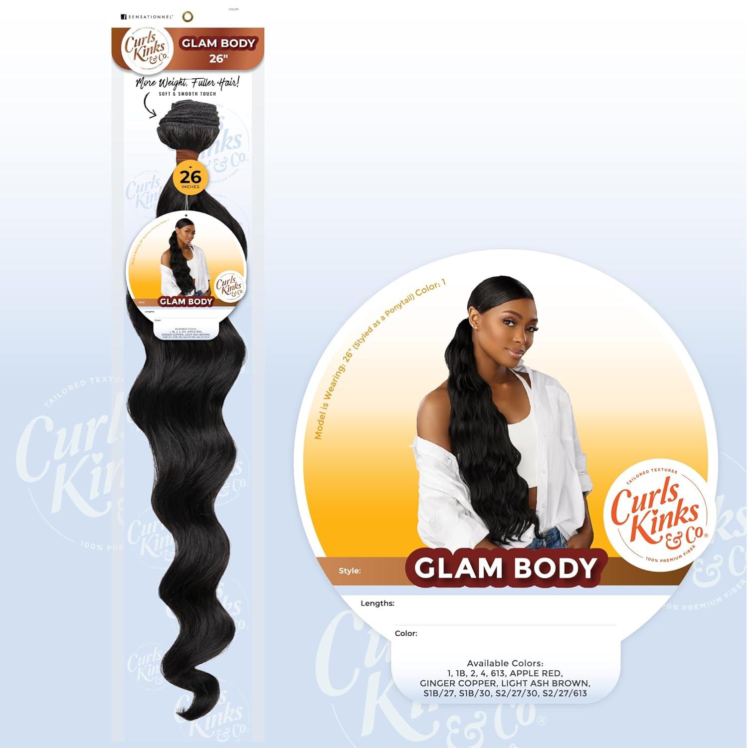imageSensationnel Curls kinksandco synthetic bundles glam body quick weave hair or pony styles for natural 3c to 4c hair textures 1 pack 18 inch 1 JETBLACK1 JETBLACK