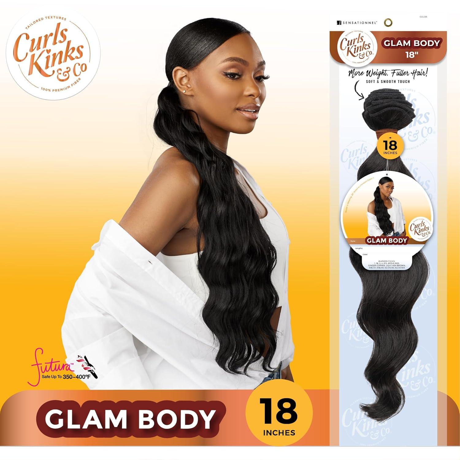 imageSensationnel Curls kinksandco synthetic bundles glam body quick weave hair or pony styles for natural 3c to 4c hair textures 1 pack 18 inch 1 JETBLACKGINGERCOPPER