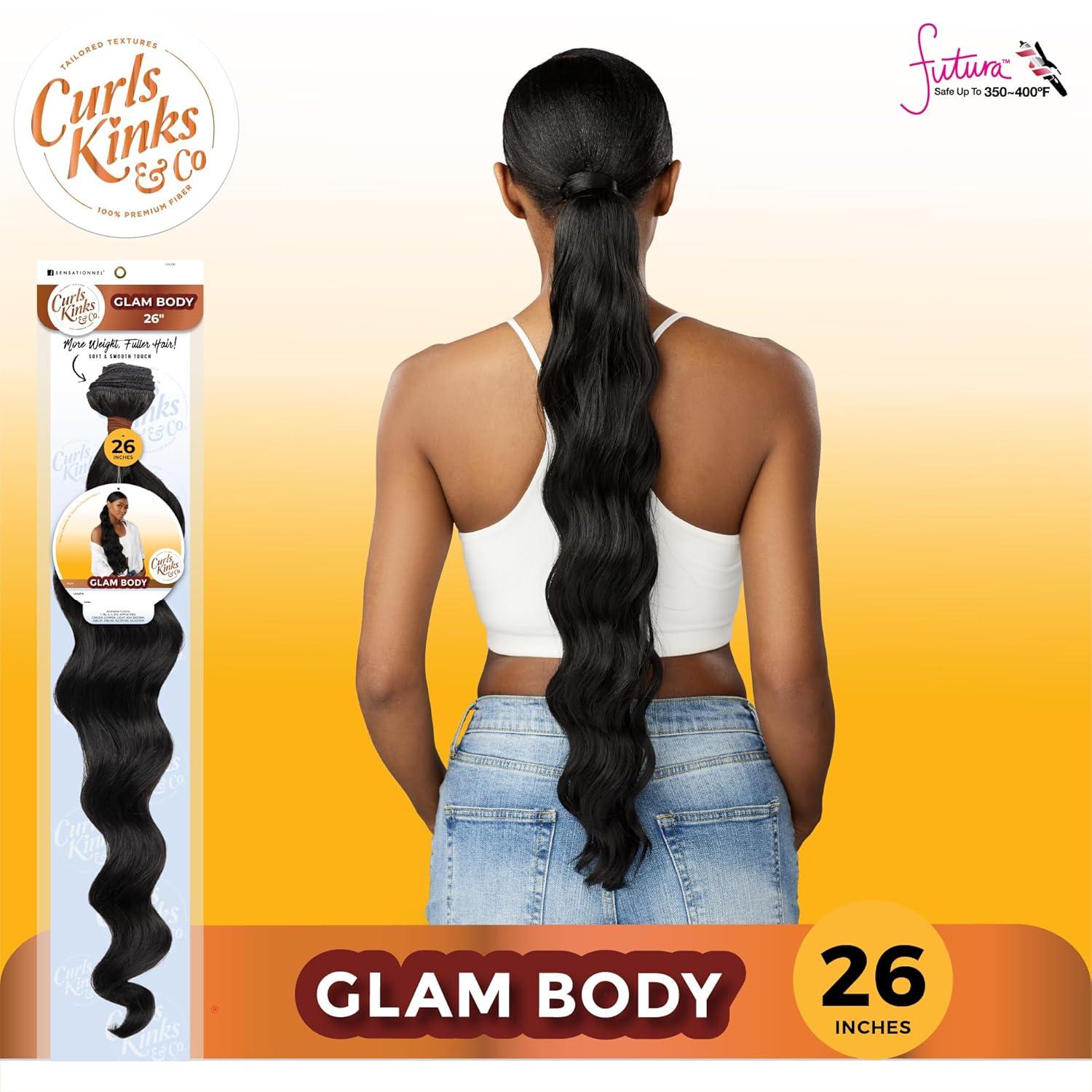 imageSensationnel Curls kinksandco synthetic bundles glam body quick weave hair or pony styles for natural 3c to 4c hair textures 1 pack 18 inch 1 JETBLACKGINGERCOPPER