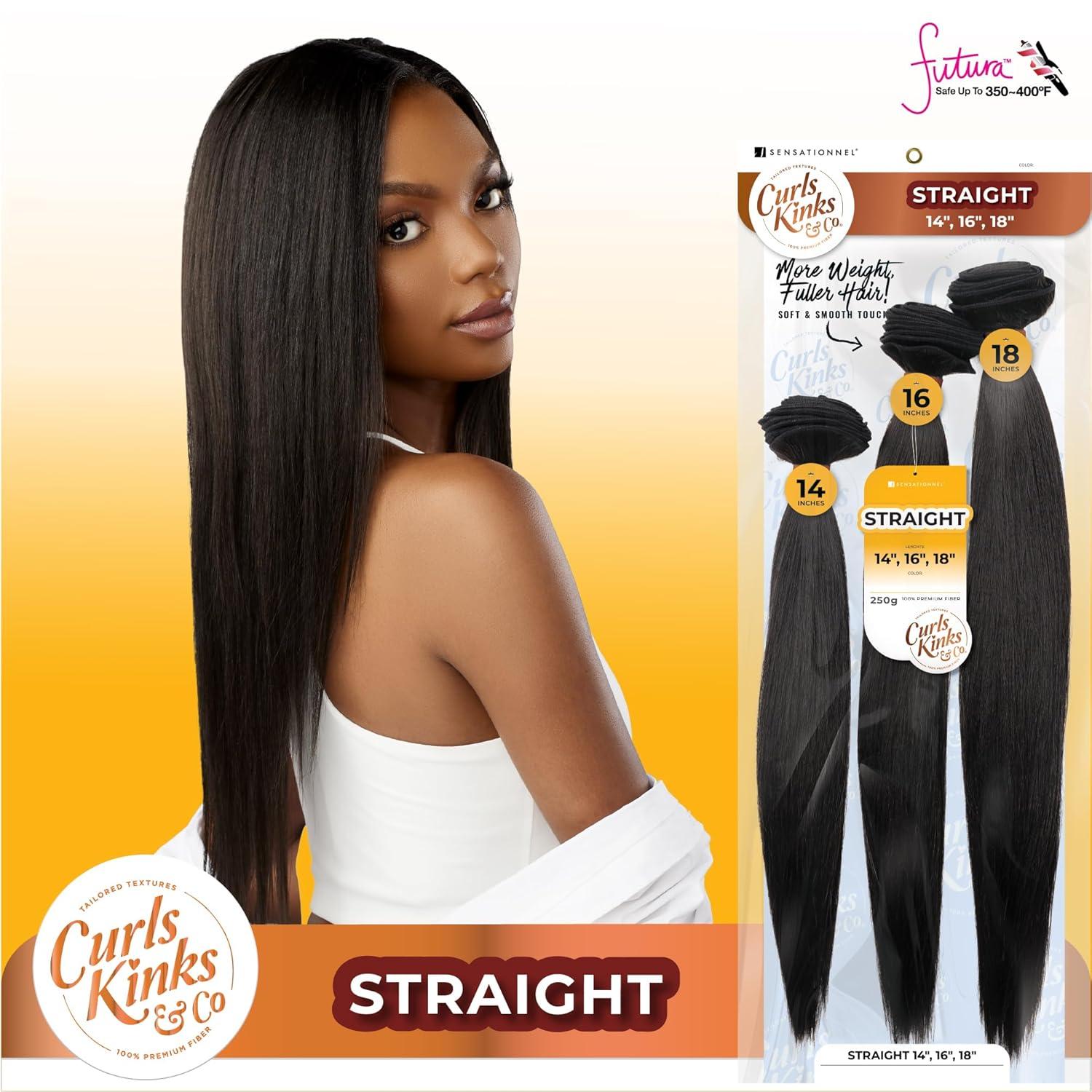 imageSensationnel Curls kinksandco synthetic bundles straight multibundle quick weave hair for natural 3c to 4c hair textures 14 16 18 inch 1 JETBLACK1B OFFBLACK
