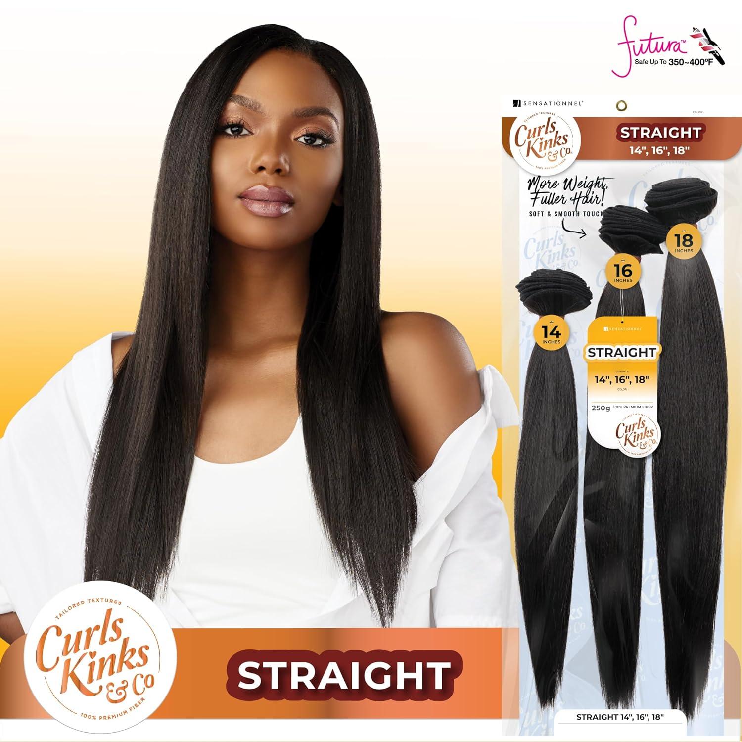 imageSensationnel Curls kinksandco synthetic bundles straight multibundle quick weave hair for natural 3c to 4c hair textures 14 16 18 inch 1 JETBLACK2 DARKBROWN