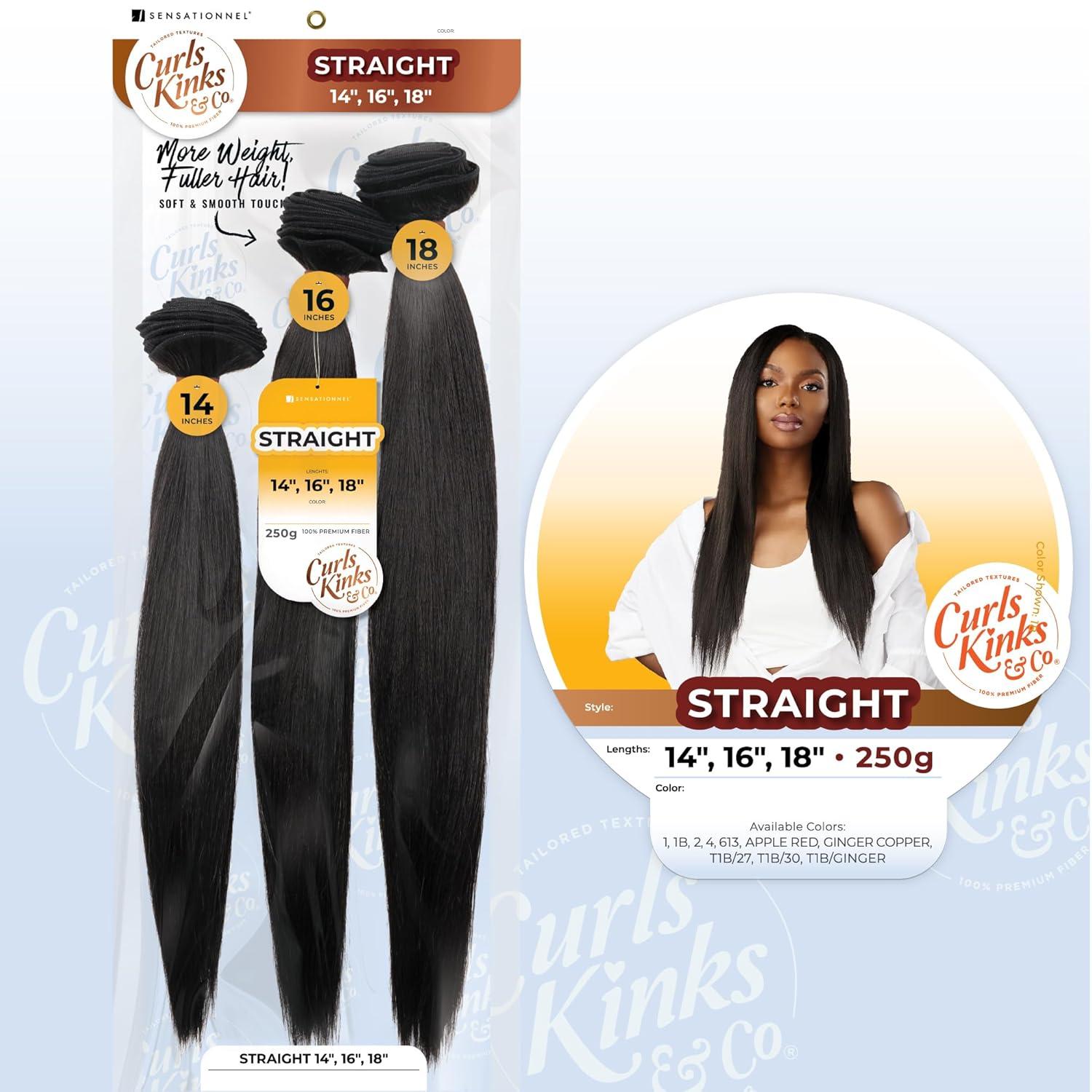 imageSensationnel Curls kinksandco synthetic bundles straight multibundle quick weave hair for natural 3c to 4c hair textures 14 16 18 inch 1 JETBLACK613 BLONDE