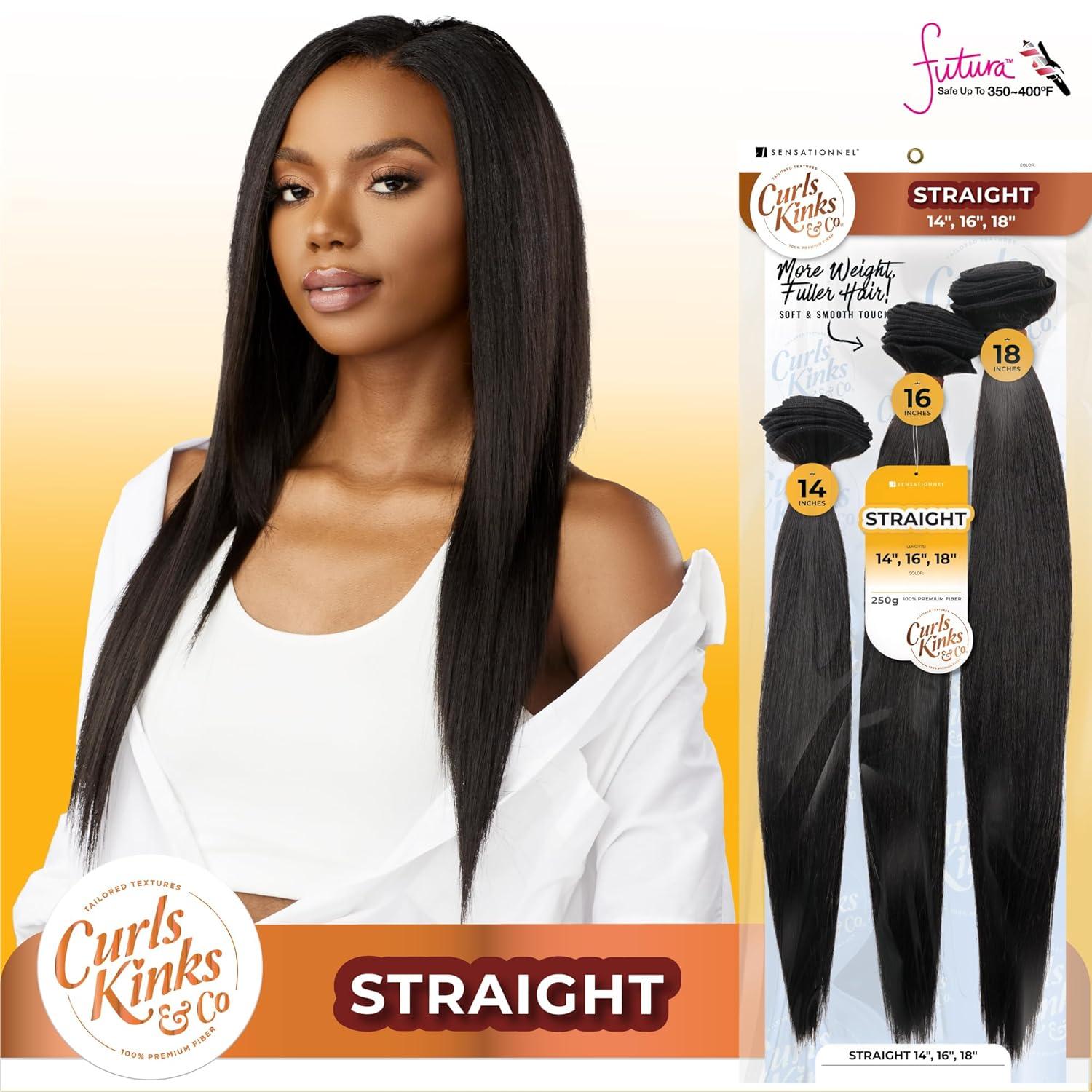 imageSensationnel Curls kinksandco synthetic bundles straight multibundle quick weave hair for natural 3c to 4c hair textures 14 16 18 inch 1 JETBLACKAPPLERED