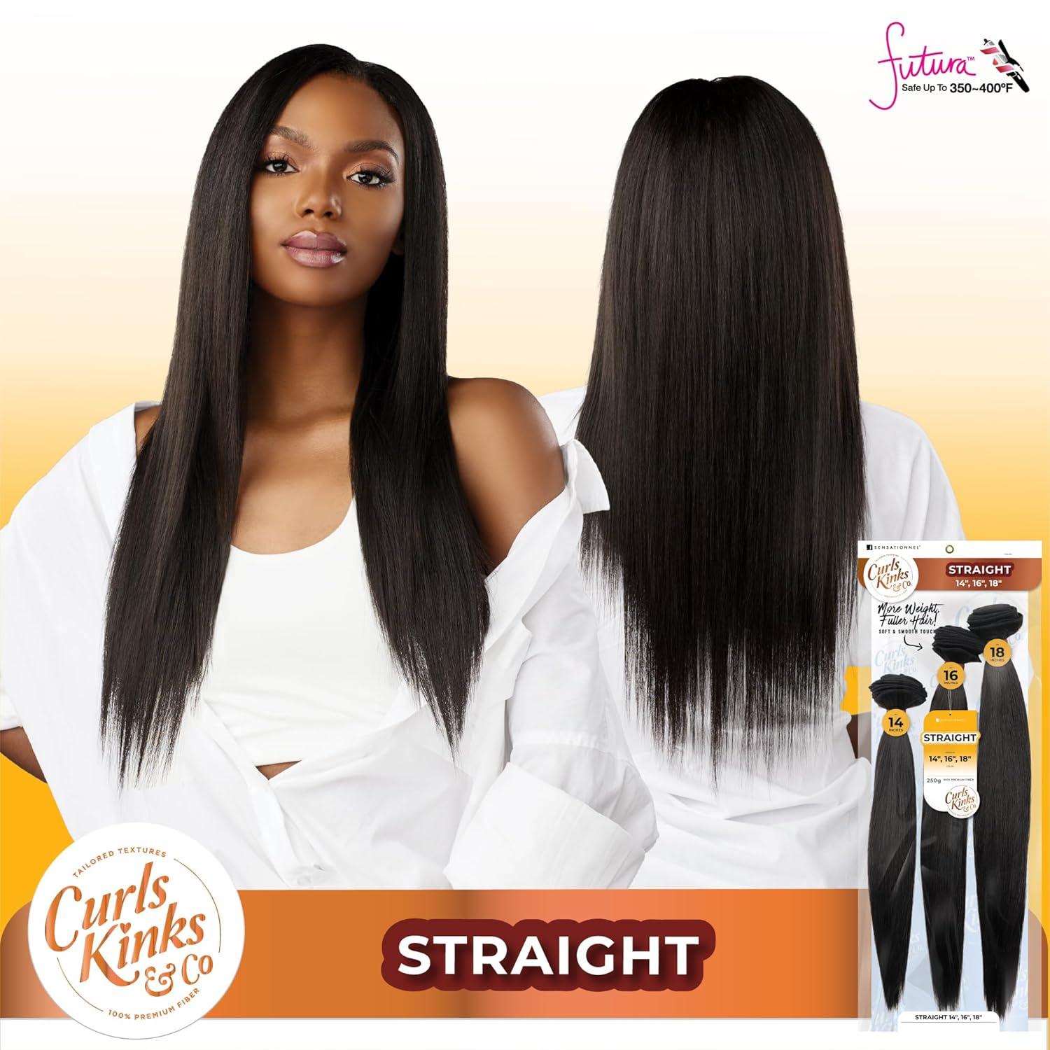 imageSensationnel Curls kinksandco synthetic bundles straight multibundle quick weave hair for natural 3c to 4c hair textures 14 16 18 inch 1 JETBLACKAPPLERED
