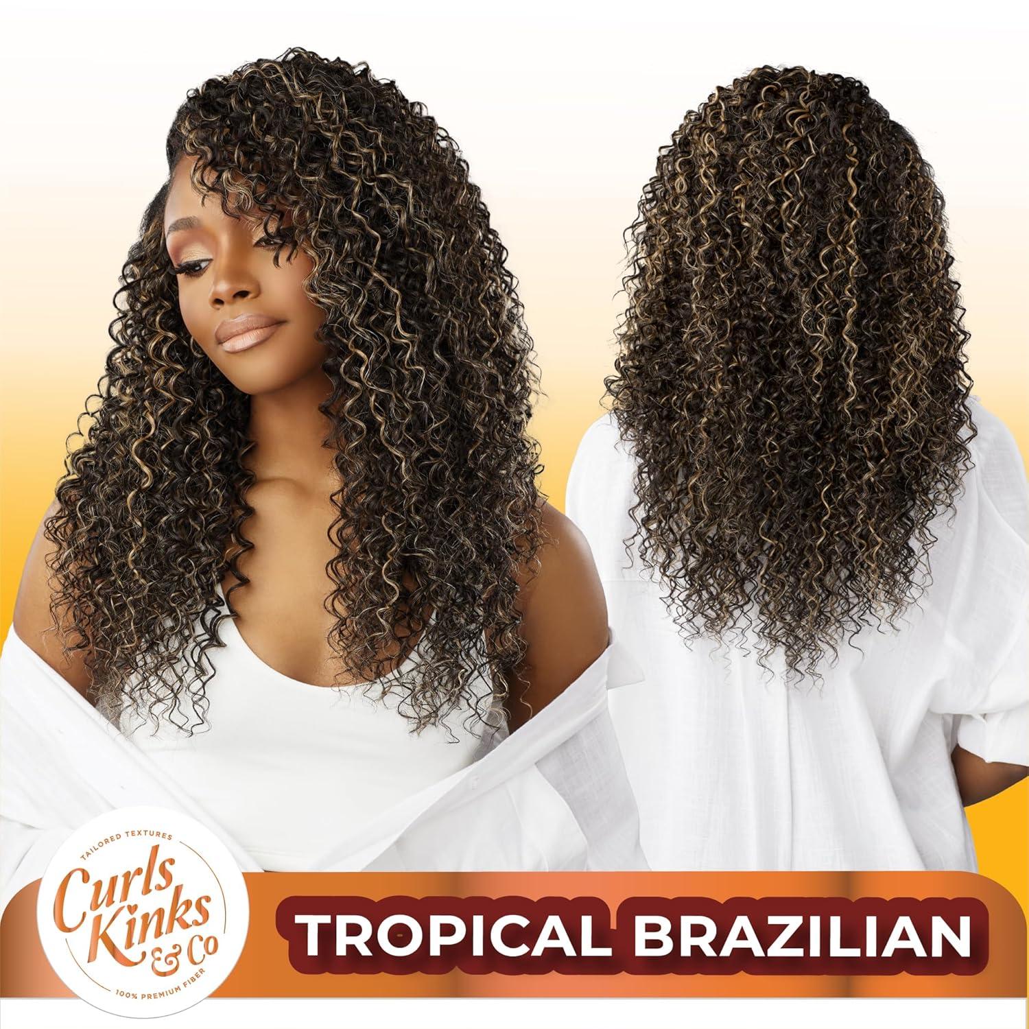 imageSensationnel Curls kinksandco synthetic bundles tropical brazilian quick weave hair or pony styles for natural 3c to 4c hair textures 18 20 22 inch 1 JETBLACK2 DARKBROWN
