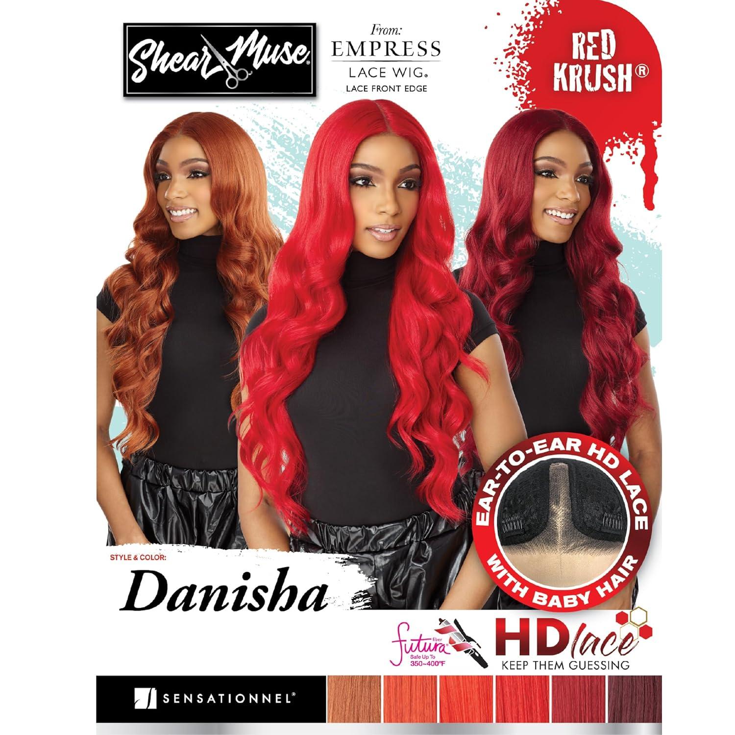 imageSensationnel Shear Muse Lace Wig Danisha Deep Laceparting Hand Tied Ready to Wear Synthetic Prestyled Units 1 JETBLACKWINERED