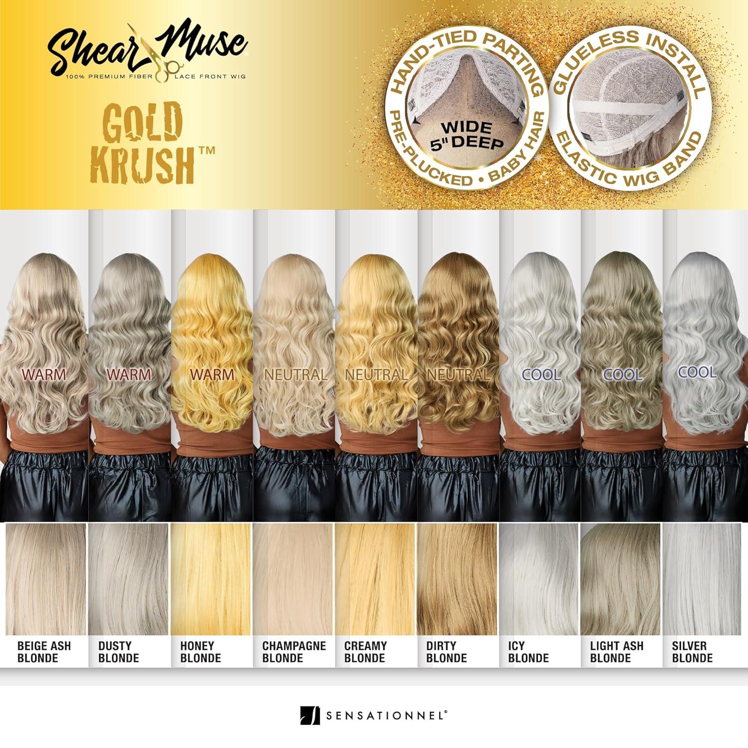 imageSensationnel Shear Muse Lace Wig Quiesha Deep Laceparting Hand Tied Ready to Wear Synthetic Prestyled Units BEIGEASHBLONDESILVERBLONDE