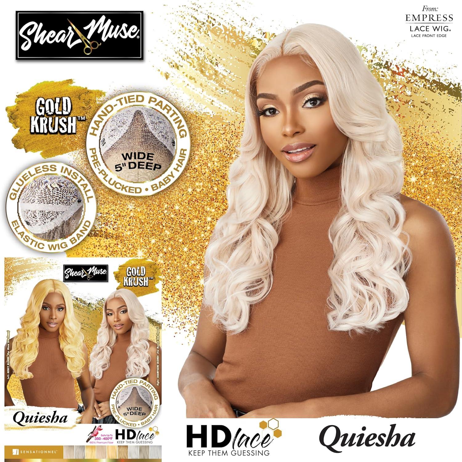 imageSensationnel Shear Muse Lace Wig Quiesha Deep Laceparting Hand Tied Ready to Wear Synthetic Prestyled Units BEIGEASHBLONDESILVERBLONDE