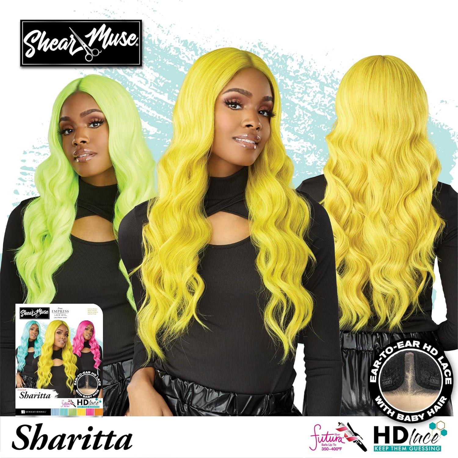 imageSensationnel Shear Muse Lace Wig Sharitta Deep Laceparting Hand Tied Ready to Wear Synthetic Prestyled Units NEONROYALBLUENEONTANGERINE