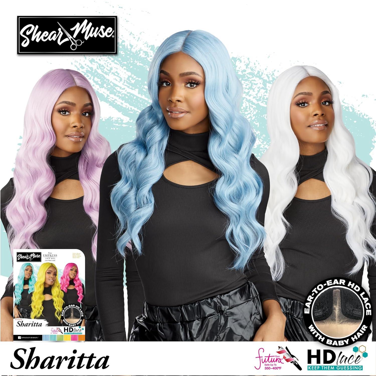 imageSensationnel Shear Muse Lace Wig Sharitta Deep Laceparting Hand Tied Ready to Wear Synthetic Prestyled Units NEONROYALBLUENEONTANGERINE