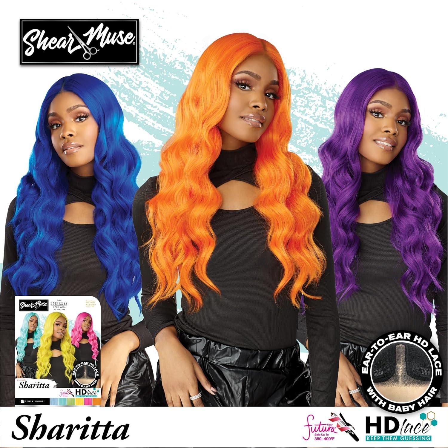 imageSensationnel Shear Muse Lace Wig Sharitta Deep Laceparting Hand Tied Ready to Wear Synthetic Prestyled Units NEONROYALBLUETEALGREEN