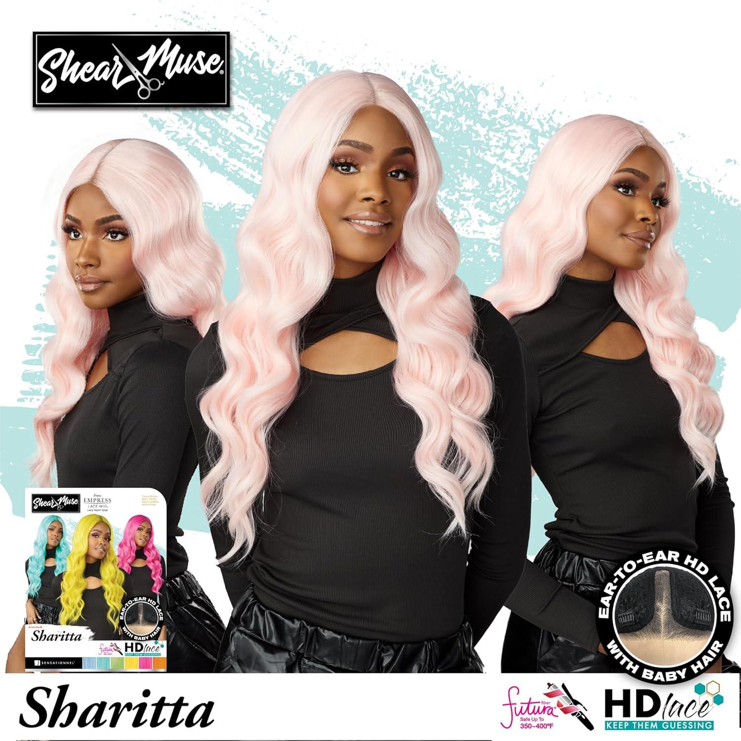 imageSensationnel Shear Muse Lace Wig Sharitta Deep Laceparting Hand Tied Ready to Wear Synthetic Prestyled Units NEONROYALBLUETEALGREEN