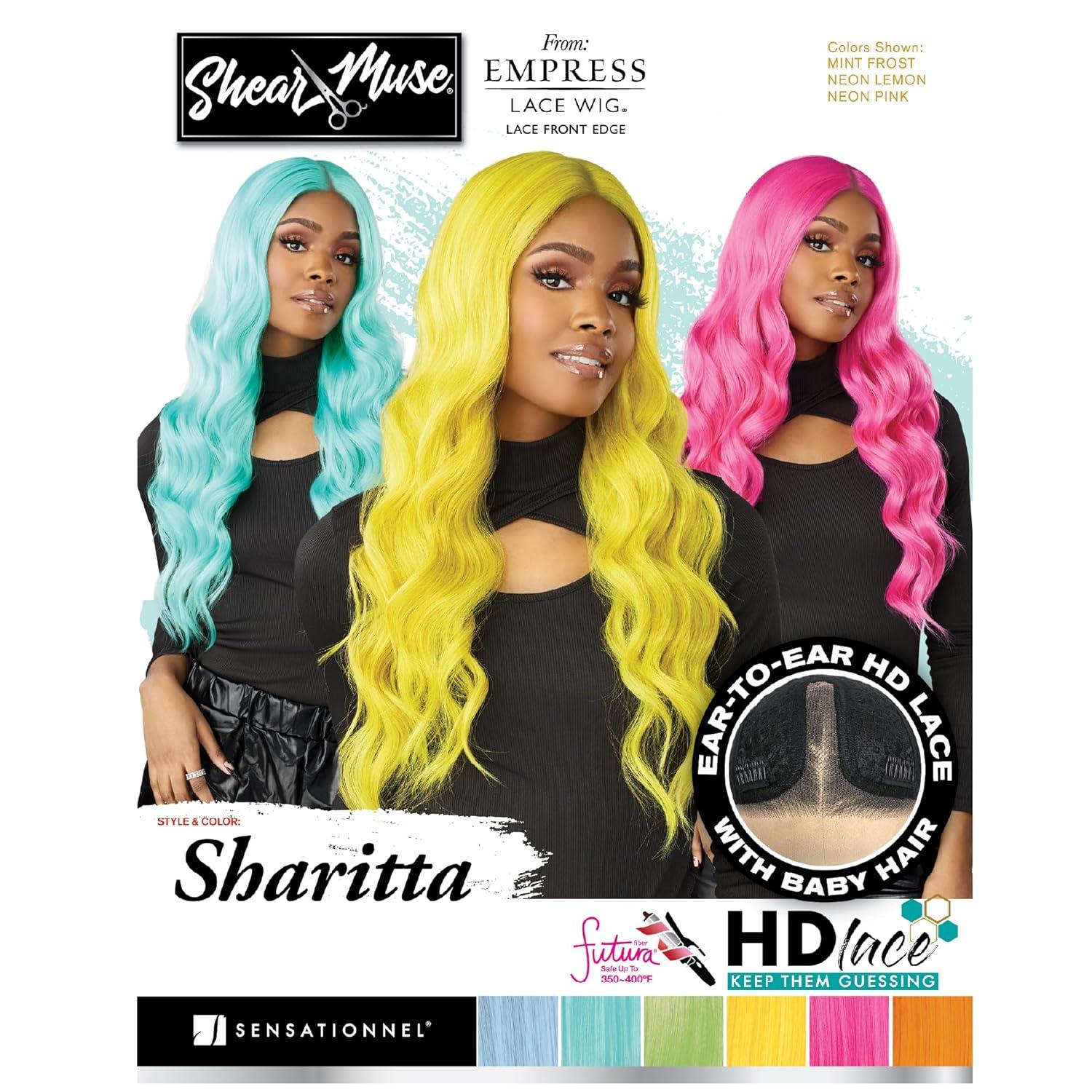 imageSensationnel Shear Muse Lace Wig Sharitta Deep Laceparting Hand Tied Ready to Wear Synthetic Prestyled Units NEONROYALBLUETEALGREEN