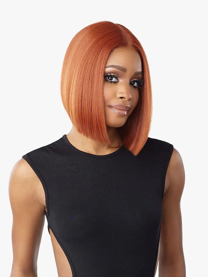 imageSensationnel Shear Muse Redkrush Lacewig Kaisha Deep Laceparting Hand Tied Ready to Wear Synthetic Prestyled Special Red Tone Series 2 DARKBROWNAPPLERED