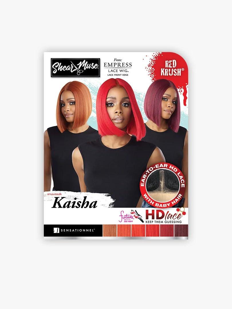 imageSensationnel Shear Muse Redkrush Lacewig Kaisha Deep Laceparting Hand Tied Ready to Wear Synthetic Prestyled Special Red Tone Series 2 DARKBROWNAPPLERED
