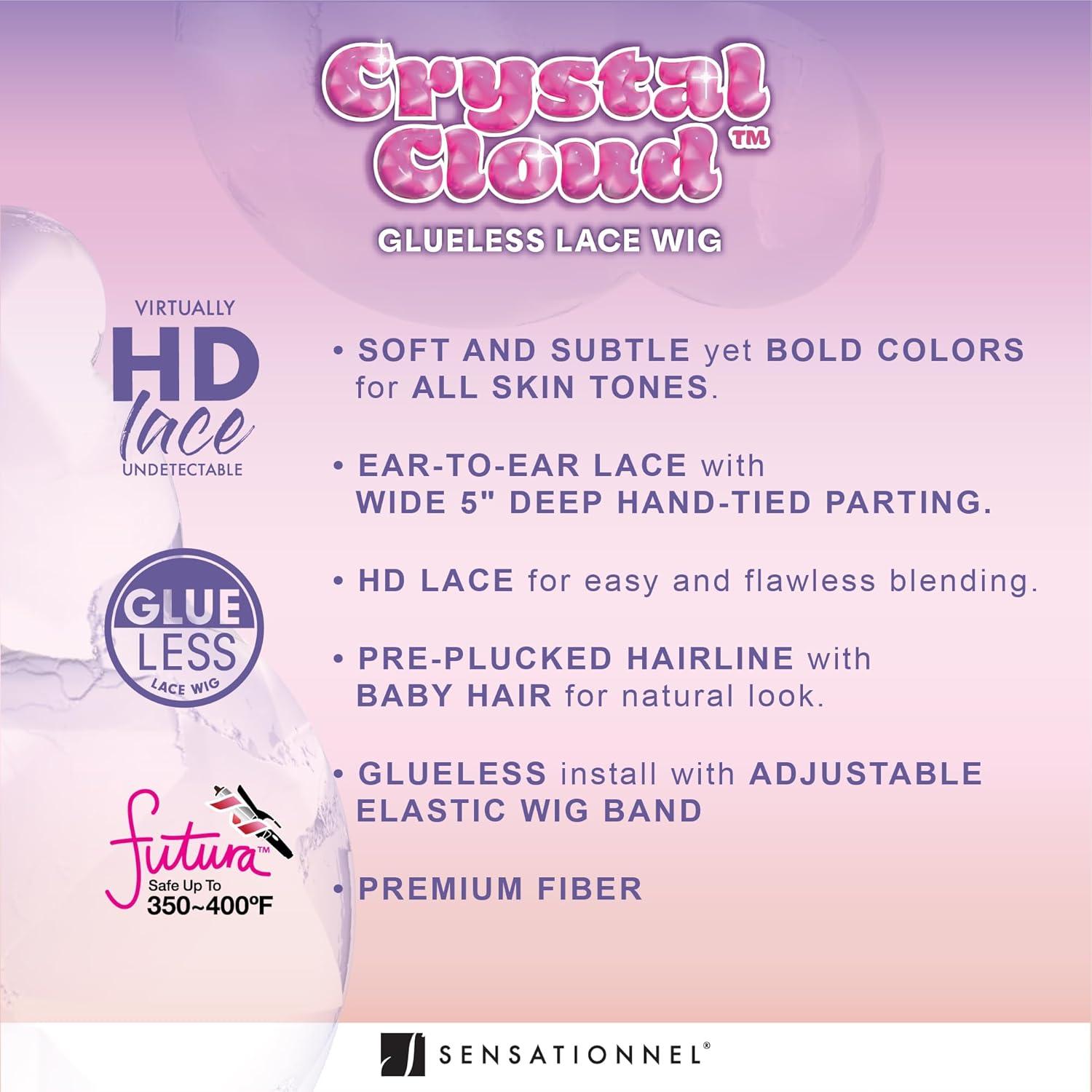 imageSensationnel ShearMuse Crystal Cloud Lace Wigs Dulcia Wide 5 Inch Deep Parting Synthetic Preplucked Hairline Glueless Lacefront CORALPINKCORALPINK