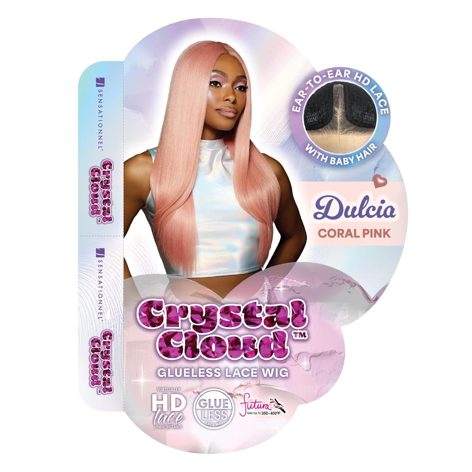 imageSensationnel ShearMuse Crystal Cloud Lace Wigs Dulcia Wide 5 Inch Deep Parting Synthetic Preplucked Hairline Glueless Lacefront CORALPINKCORALPINK