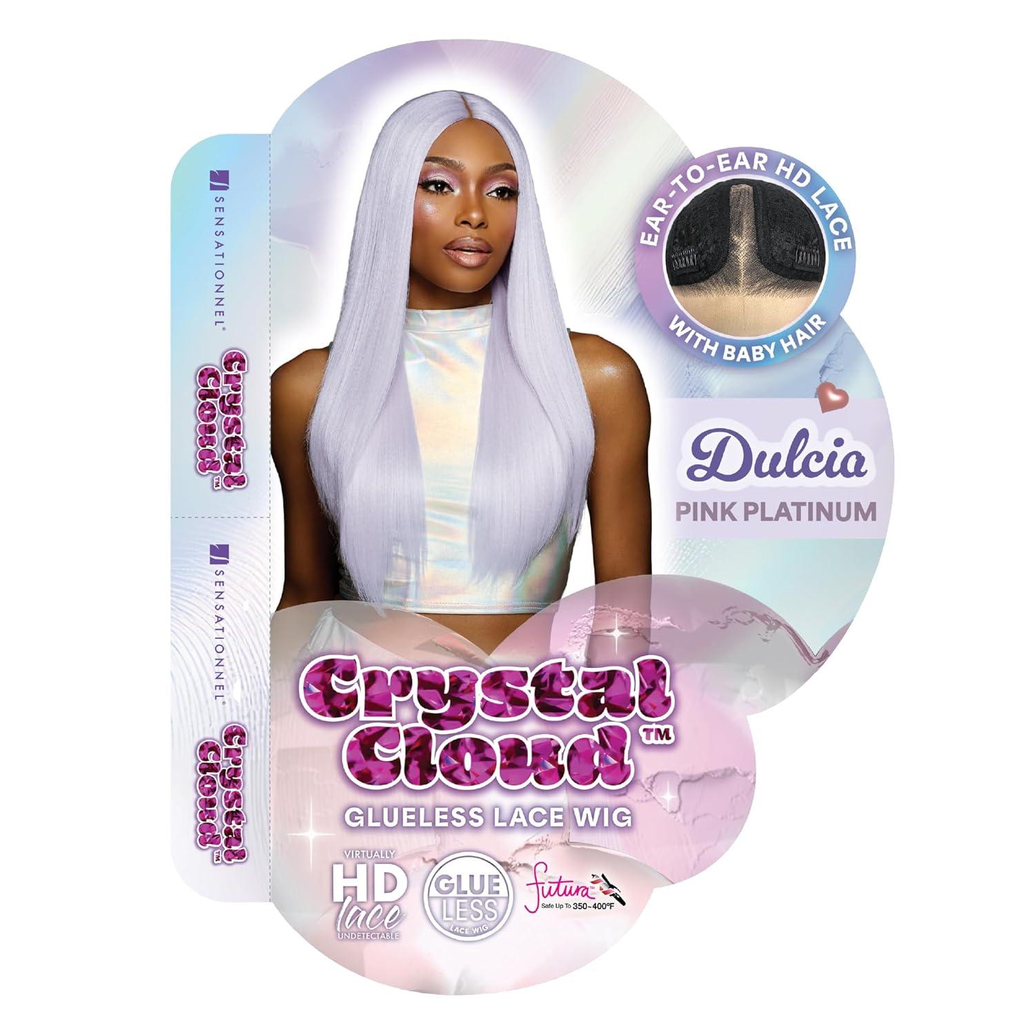 imageSensationnel ShearMuse Crystal Cloud Lace Wigs Dulcia Wide 5 Inch Deep Parting Synthetic Preplucked Hairline Glueless Lacefront CORALPINKPINKPLATINUM