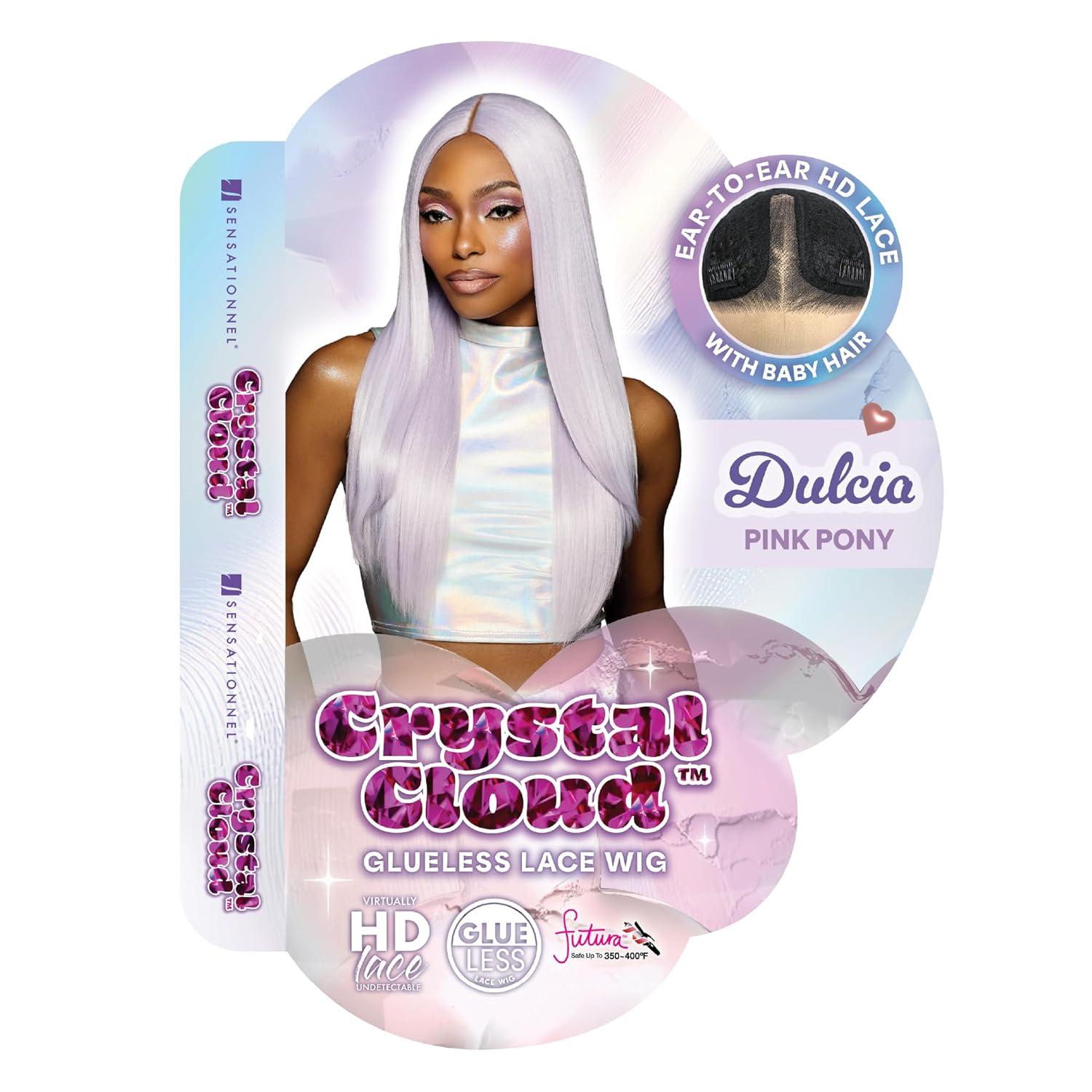 imageSensationnel ShearMuse Crystal Cloud Lace Wigs Dulcia Wide 5 Inch Deep Parting Synthetic Preplucked Hairline Glueless Lacefront CORALPINKPINKPONY