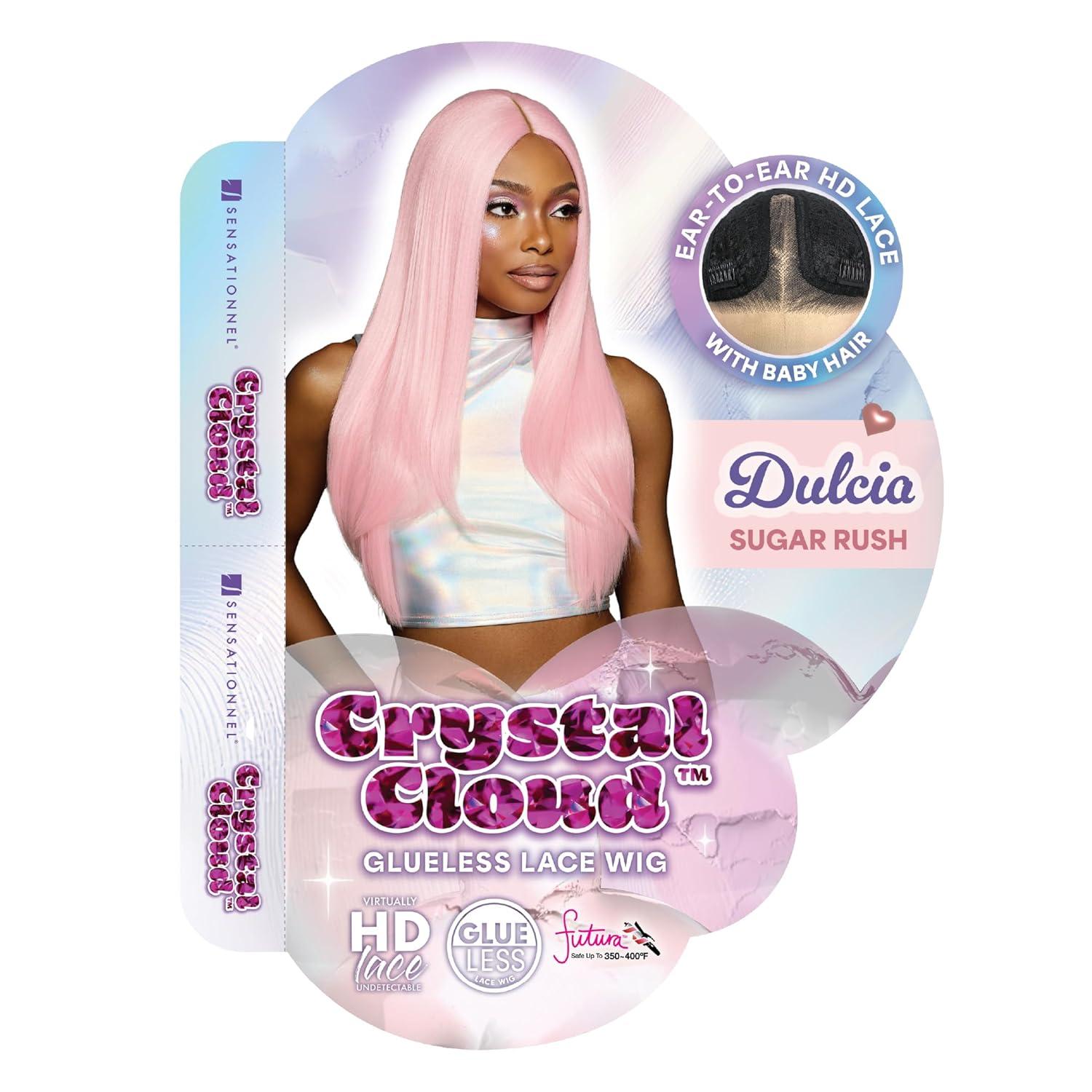 imageSensationnel ShearMuse Crystal Cloud Lace Wigs Dulcia Wide 5 Inch Deep Parting Synthetic Preplucked Hairline Glueless Lacefront CORALPINKSUGARRUSH