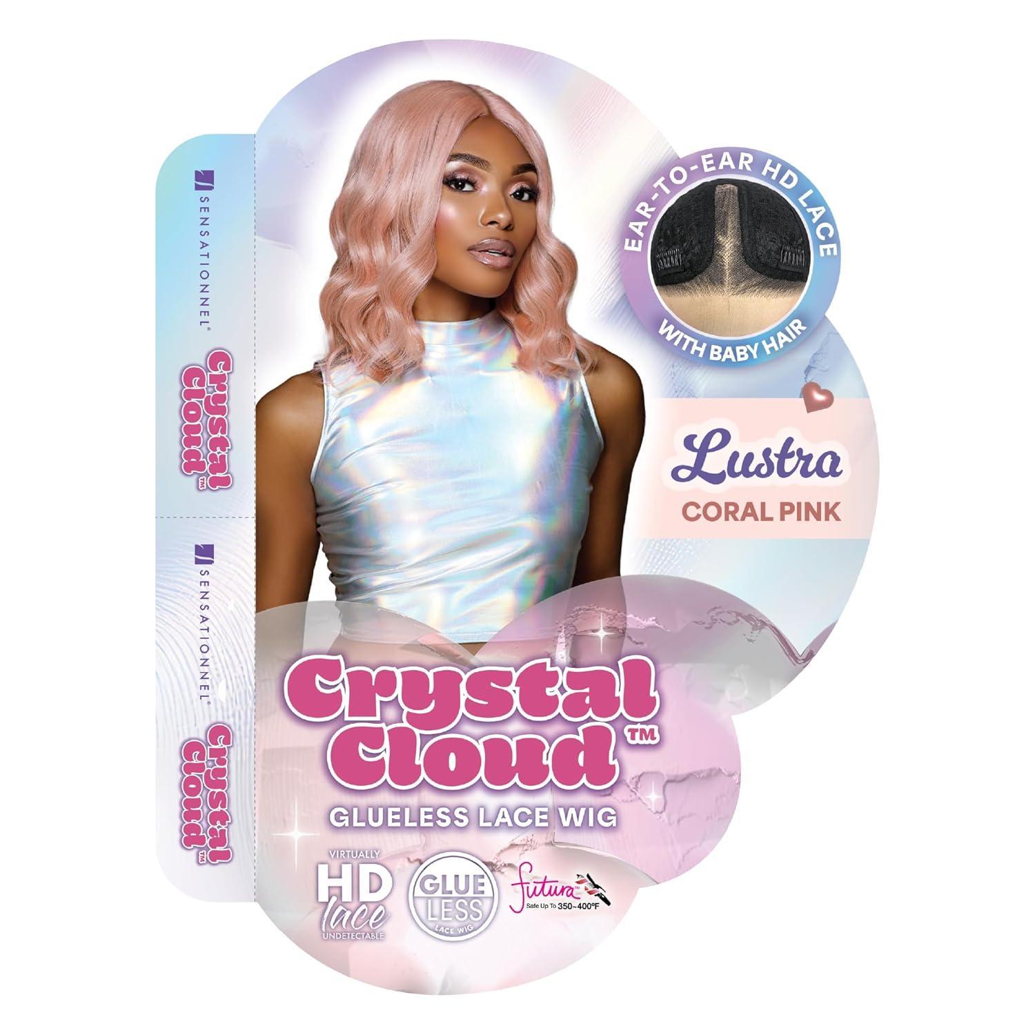 imageSensationnel ShearMuse Crystal Cloud Lace Wigs Lustra Wide 5 Inch Deep Parting Synthetic Preplucked Hairline Glueless Lacefront CORALPINKCORALPINK