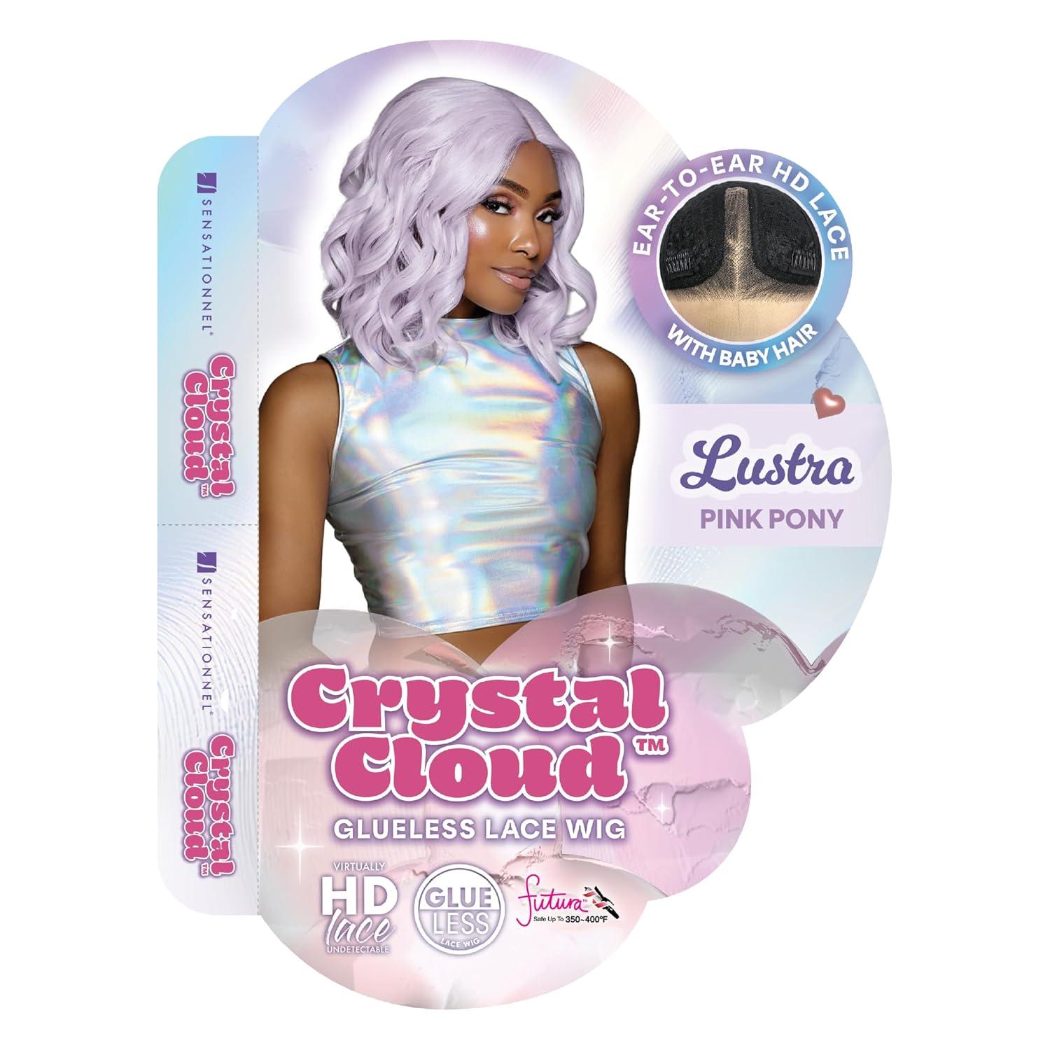 imageSensationnel ShearMuse Crystal Cloud Lace Wigs Lustra Wide 5 Inch Deep Parting Synthetic Preplucked Hairline Glueless Lacefront CORALPINKPINKPONY