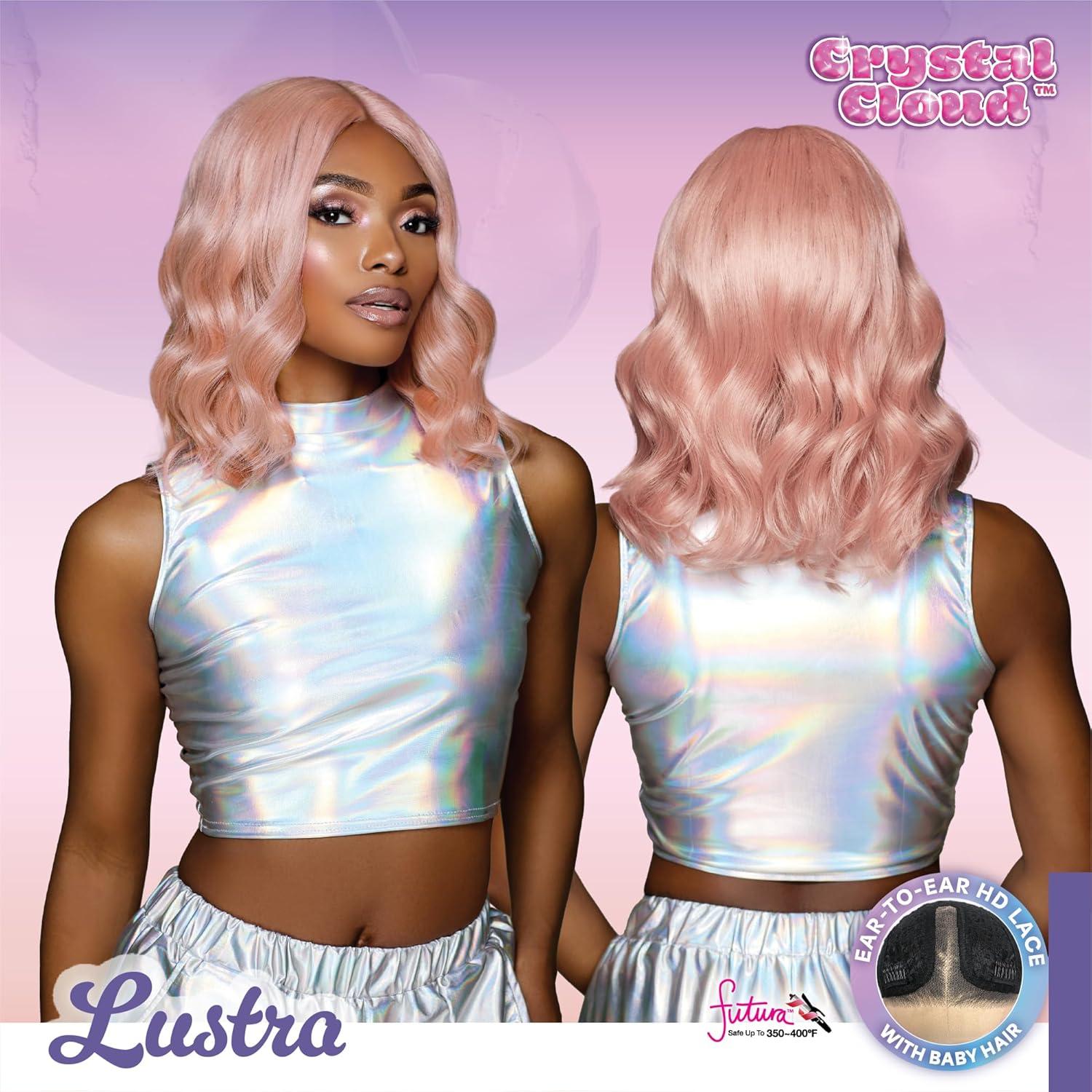 imageSensationnel ShearMuse Crystal Cloud Lace Wigs Lustra Wide 5 Inch Deep Parting Synthetic Preplucked Hairline Glueless Lacefront CORALPINKPINKPONY