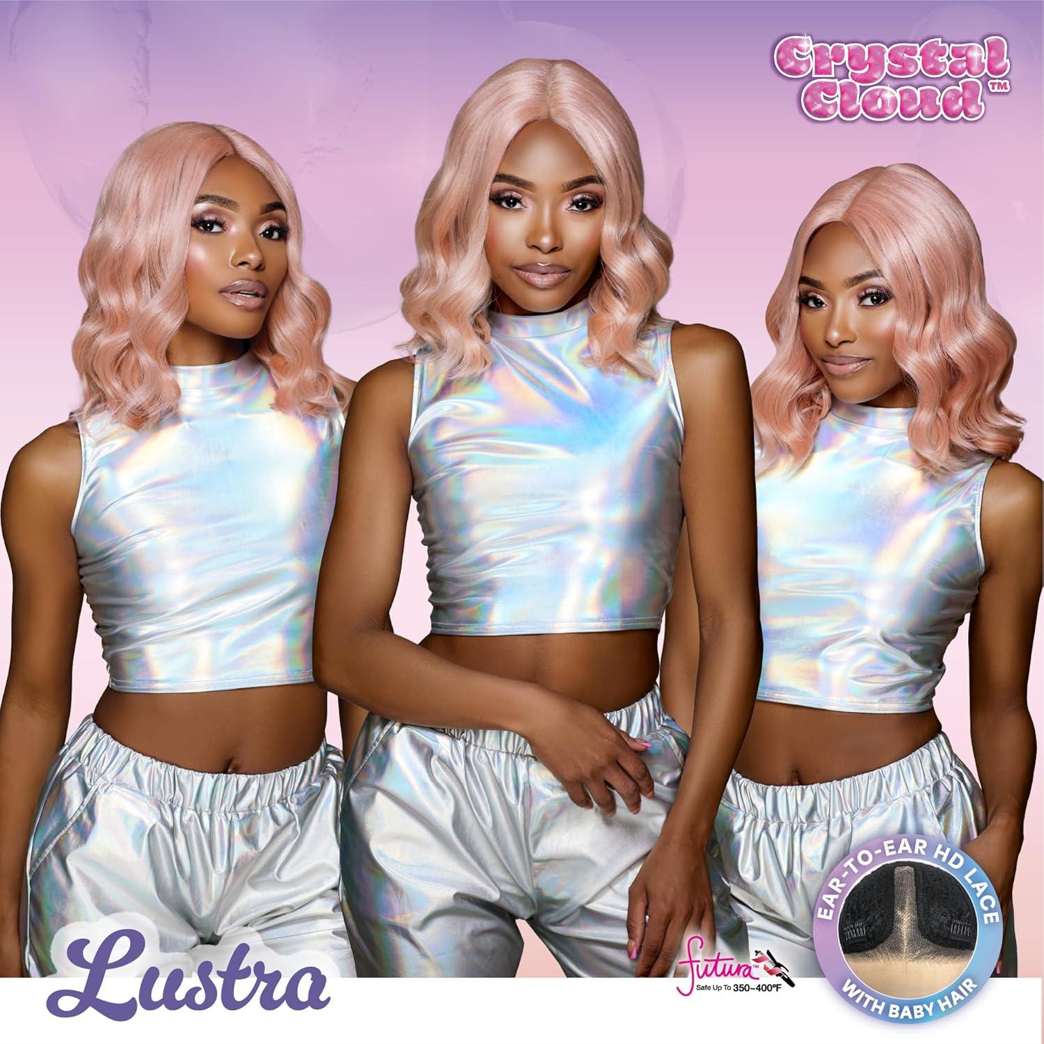 imageSensationnel ShearMuse Crystal Cloud Lace Wigs Lustra Wide 5 Inch Deep Parting Synthetic Preplucked Hairline Glueless Lacefront CORALPINKSUGARRUSH
