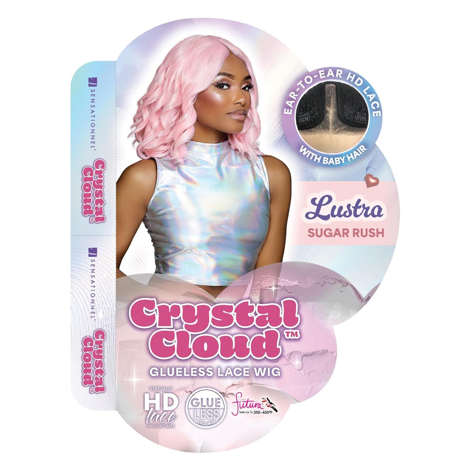 imageSensationnel ShearMuse Crystal Cloud Lace Wigs Lustra Wide 5 Inch Deep Parting Synthetic Preplucked Hairline Glueless Lacefront CORALPINKSUGARRUSH