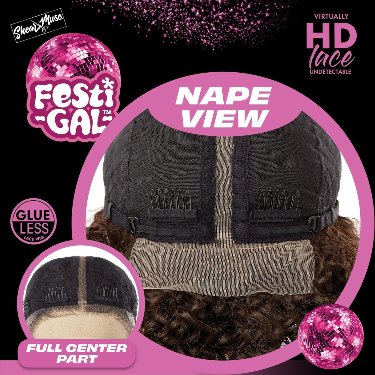 imageSensationnel Shearmuse Festigal Lacewig Bubble Gal Full Center Laceparting Hand Tied Ready to Wear Synthetic Prestyled Units BEIGEBLONDETTLAVENDER