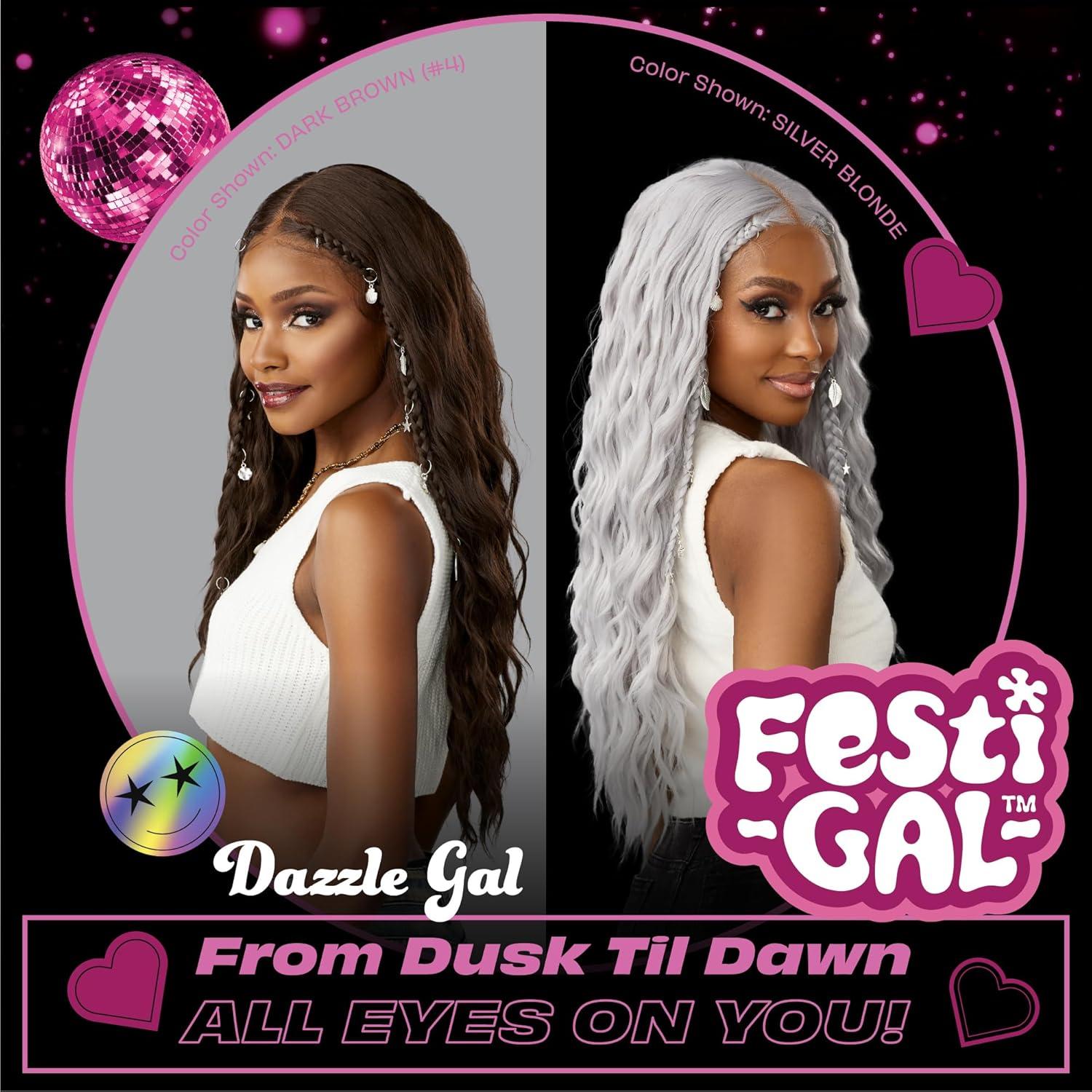 imageSensationnel Shearmuse Festigal Lacewig Dazzle Gal Glueless Ypart Laceparting Hand Tied Ready to Wear Synthetic Prestyled Units BLEACHBLONDEBLEACHBLONDE