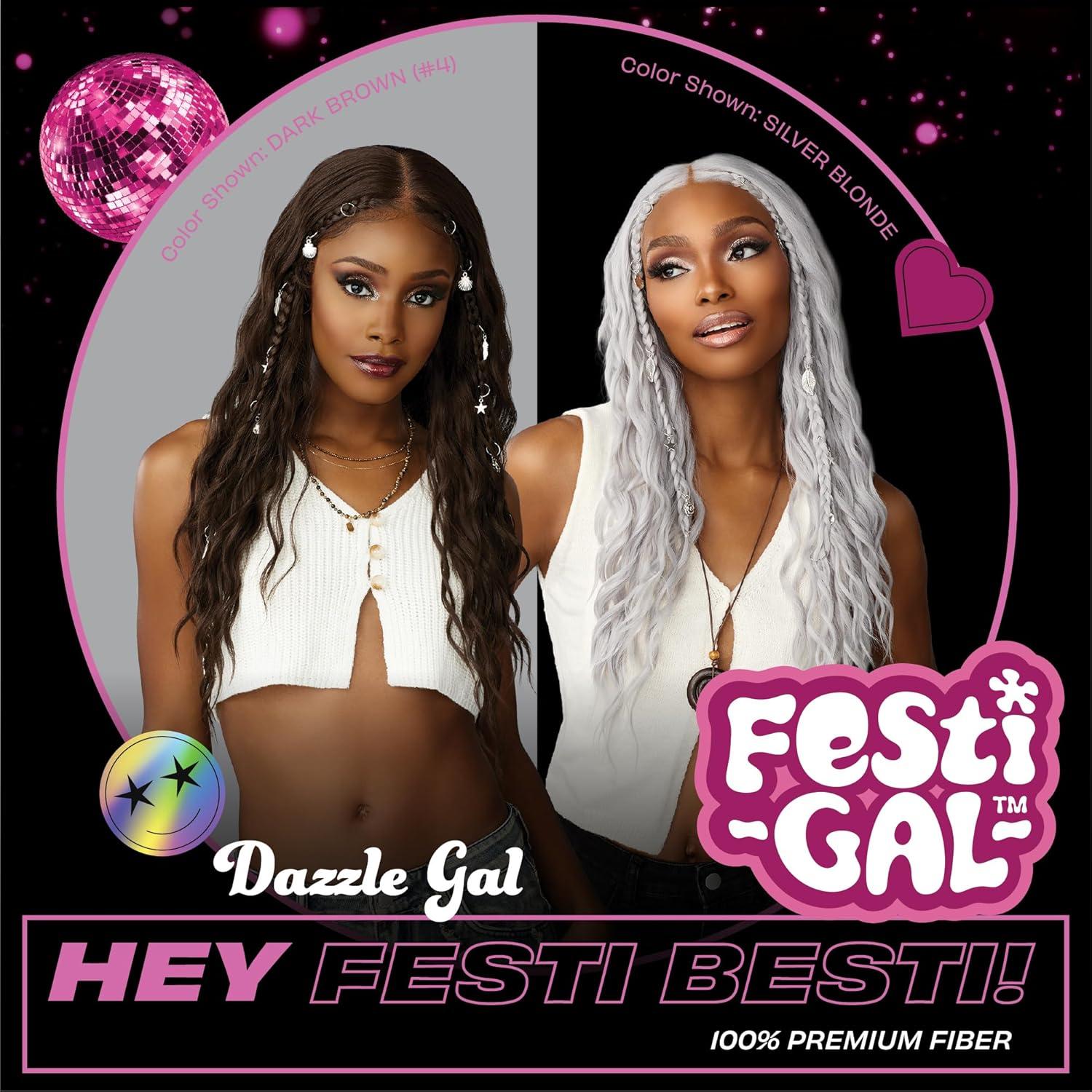 imageSensationnel Shearmuse Festigal Lacewig Dazzle Gal Glueless Ypart Laceparting Hand Tied Ready to Wear Synthetic Prestyled Units BLEACHBLONDEBLEACHBLONDE