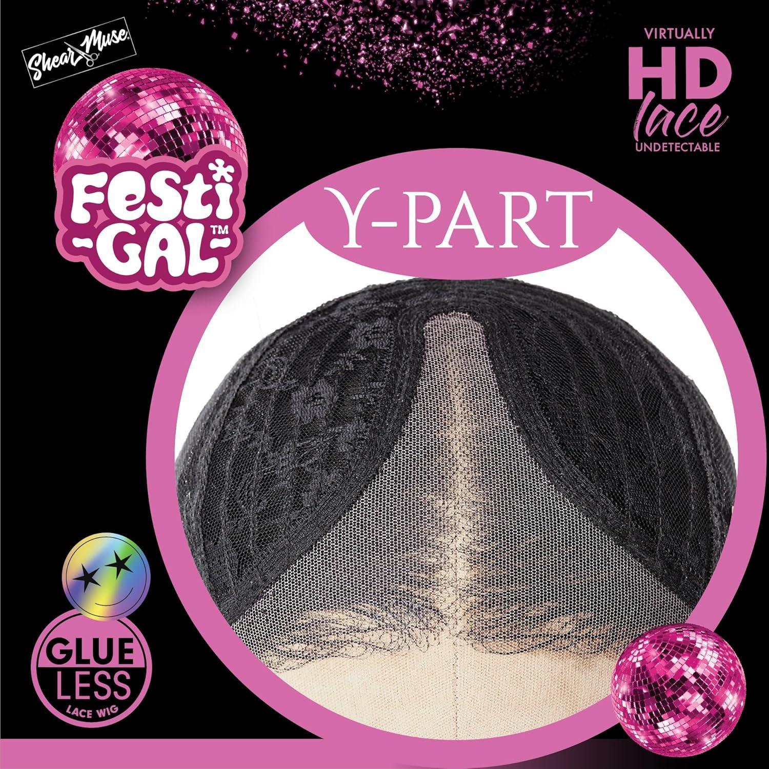 imageSensationnel Shearmuse Festigal Lacewig Dazzle Gal Glueless Ypart Laceparting Hand Tied Ready to Wear Synthetic Prestyled Units BLEACHBLONDEDIRTYBLONDE