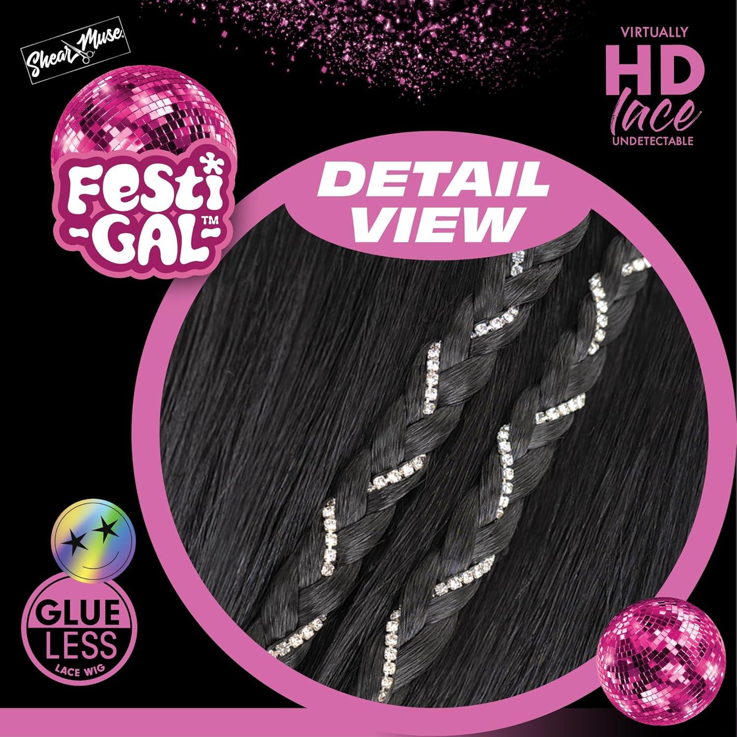 imageSensationnel Shearmuse Festigal Lacewig Diamond Gal Glueless Ypart Laceparting Hand Tied Ready to Wear Synthetic Prestyled Units BLACKSAPPHIRE