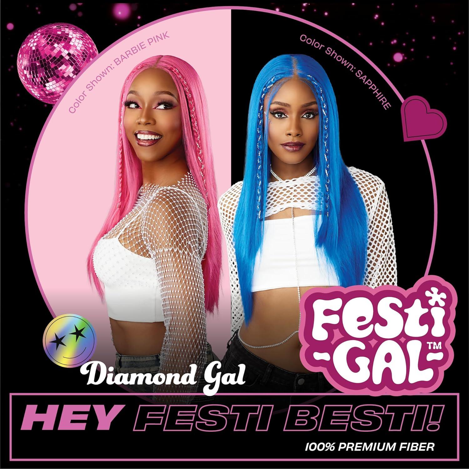 imageSensationnel Shearmuse Festigal Lacewig Diamond Gal Glueless Ypart Laceparting Hand Tied Ready to Wear Synthetic Prestyled Units BLACKSAPPHIRE