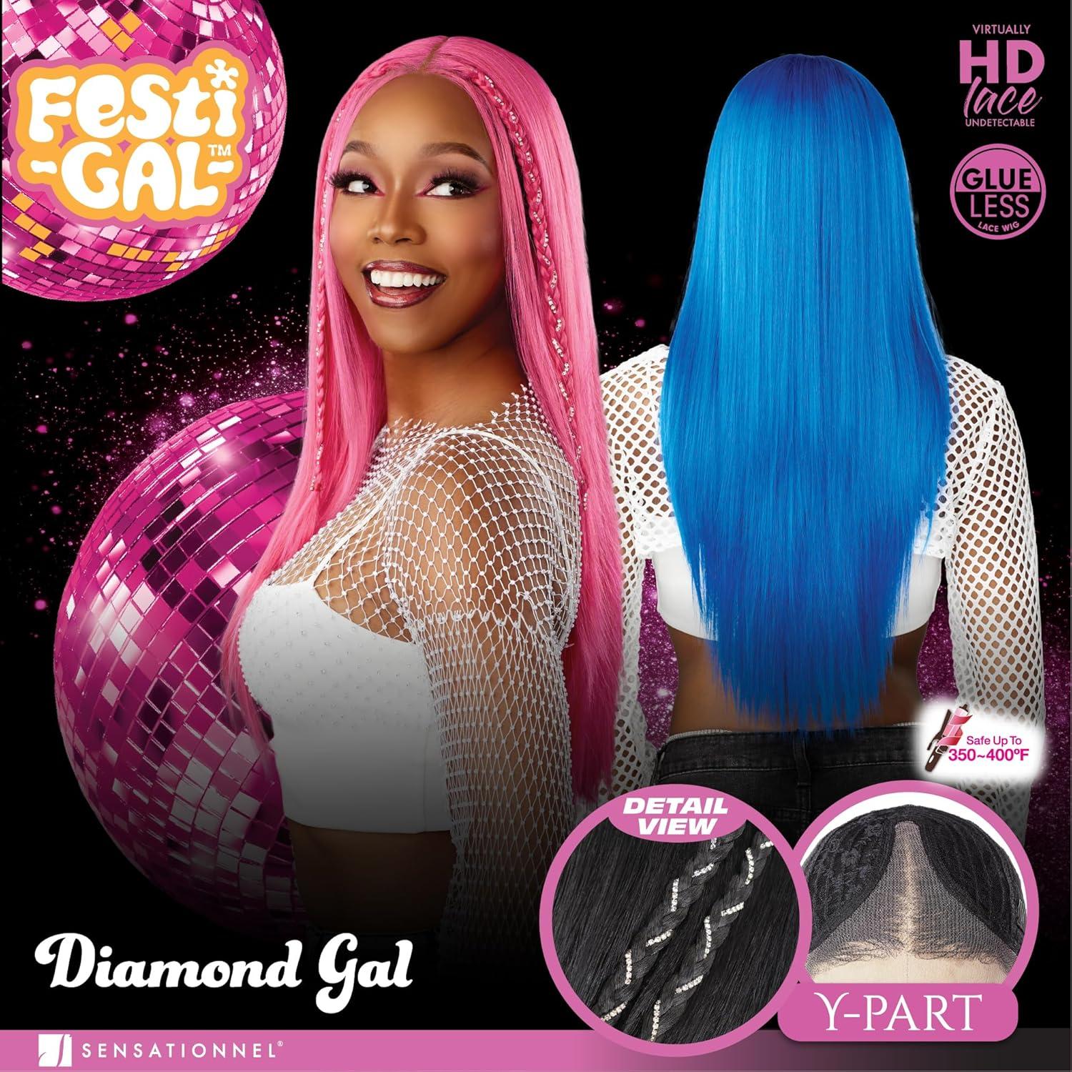 imageSensationnel Shearmuse Festigal Lacewig Diamond Gal Glueless Ypart Laceparting Hand Tied Ready to Wear Synthetic Prestyled Units BLACKSAPPHIRE