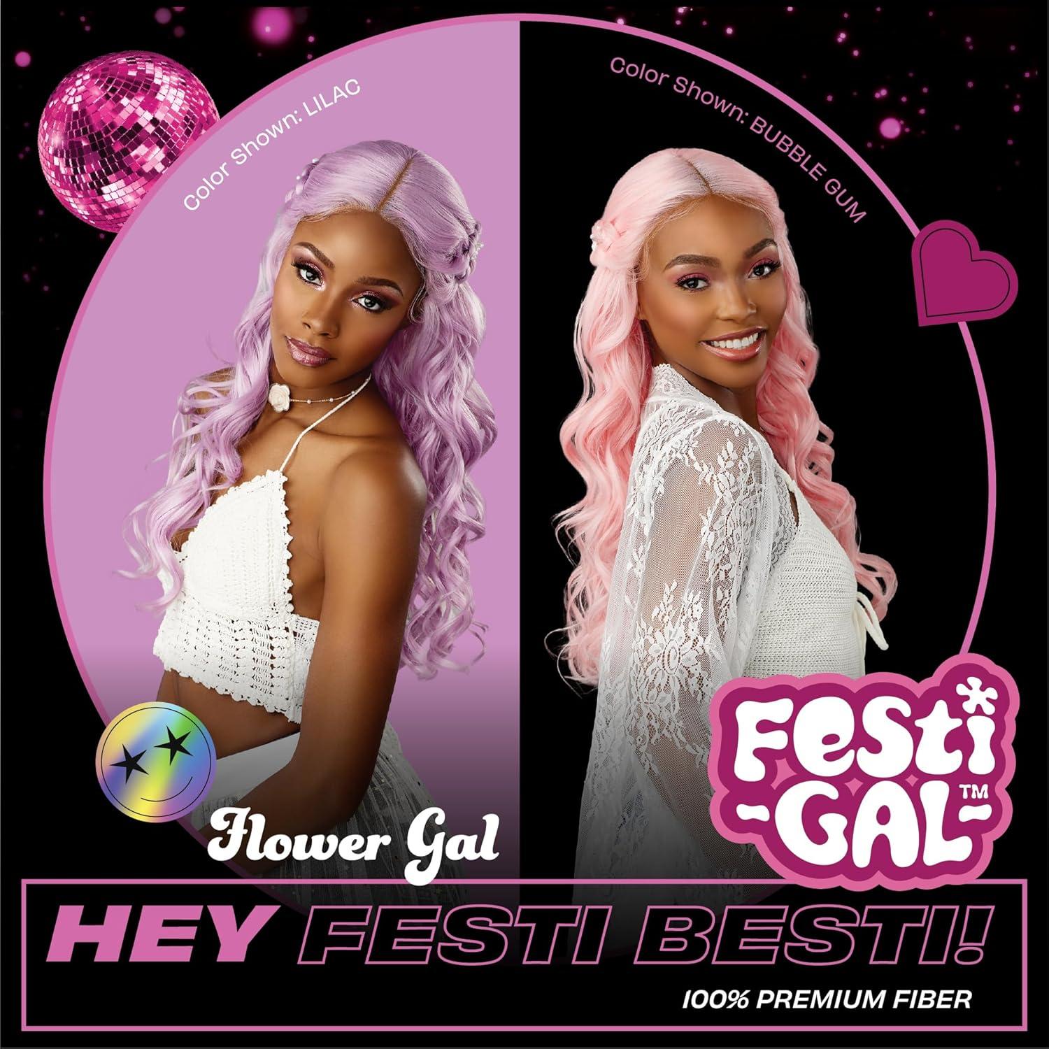 imageSensationnel Shearmuse Festigal Lacewig Flower Gal Glueless Ypart Laceparting Hand Tied Ready to Wear Synthetic Prestyled Units BLACKBLEACHBLONDE