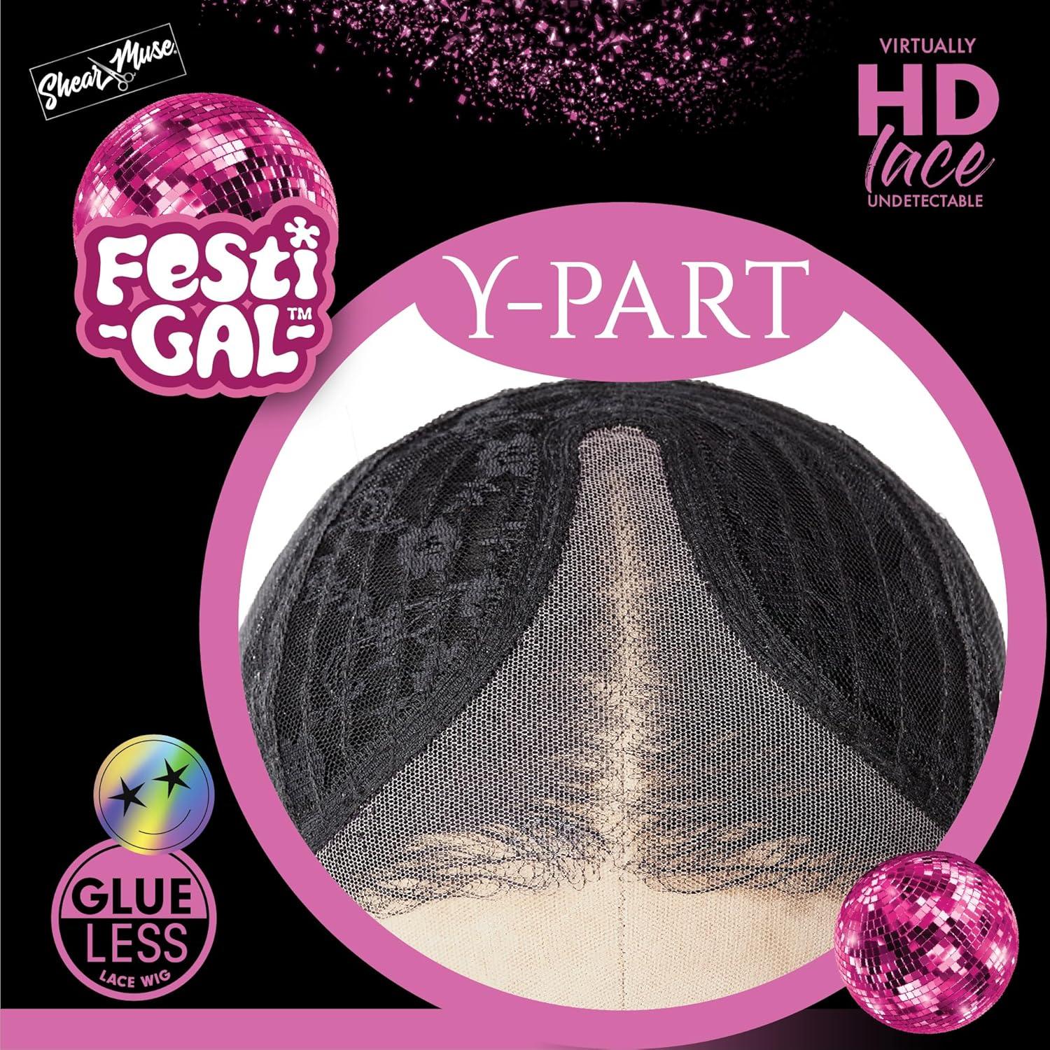 imageSensationnel Shearmuse Festigal Lacewig Flower Gal Glueless Ypart Laceparting Hand Tied Ready to Wear Synthetic Prestyled Units BLACKLILAC
