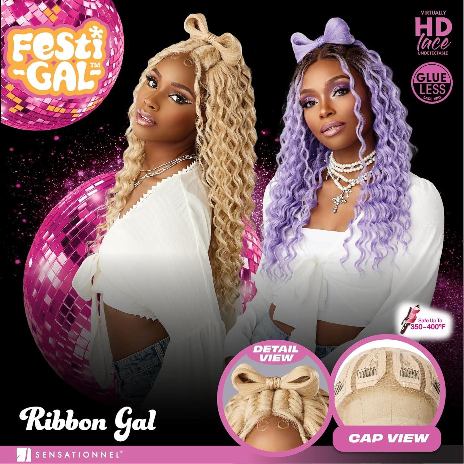 imageSensationnel Shearmuse Festigal Lacewig Ribbon Gal Glueless Laceparting Hand Tied Ready to Wear Synthetic Prestyled Units BEIGEBLONDEBLACK