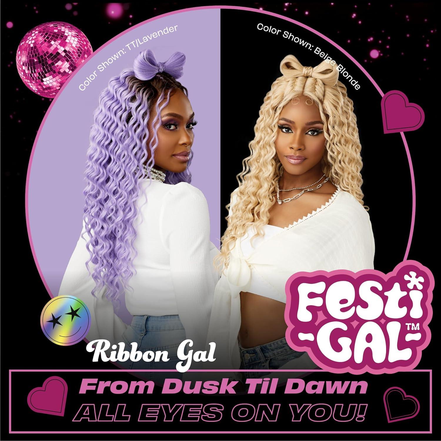 imageSensationnel Shearmuse Festigal Lacewig Ribbon Gal Glueless Laceparting Hand Tied Ready to Wear Synthetic Prestyled Units BEIGEBLONDETTLAVENDER