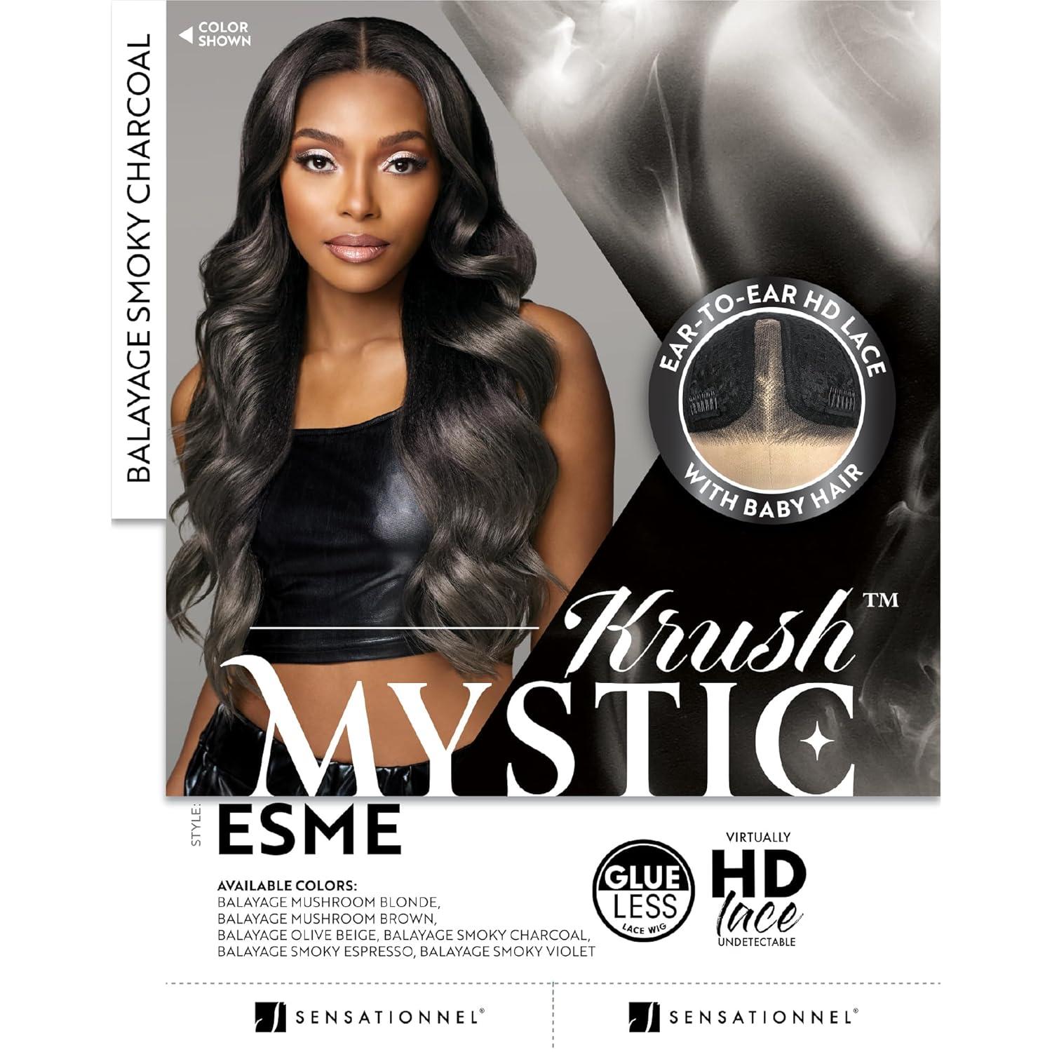 imageSensationnel Shearmuse Mystic Krush Lace Wig Esme Glueless Synthetic Preplucked Hairline Deep Laceparting Hand Tied BALAYAGESMOKYCHARCOALBALAYAGESMOKYCHARCOAL