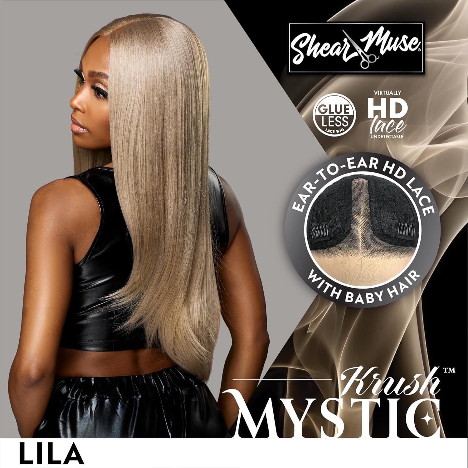 imageSensationnel Shearmuse Mystic Krush Lacewig Lila Glueless Synthetic Preplucked Hairline Deep Laceparting Hand Tied MUSHROOMBLONDEOLIVEBEIGE