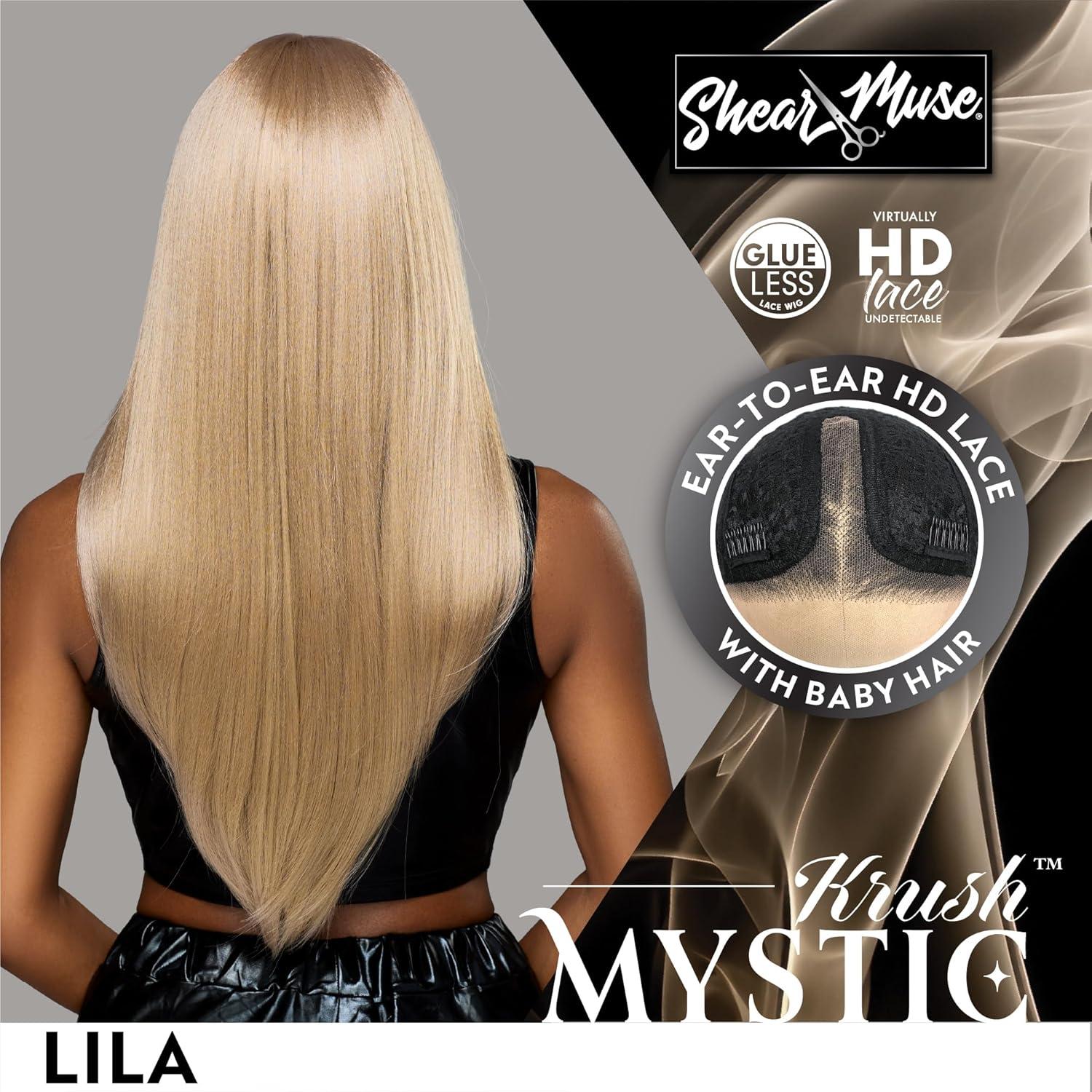 imageSensationnel Shearmuse Mystic Krush Lacewig Lila Glueless Synthetic Preplucked Hairline Deep Laceparting Hand Tied MUSHROOMBLONDESMOKYCHARCOAL