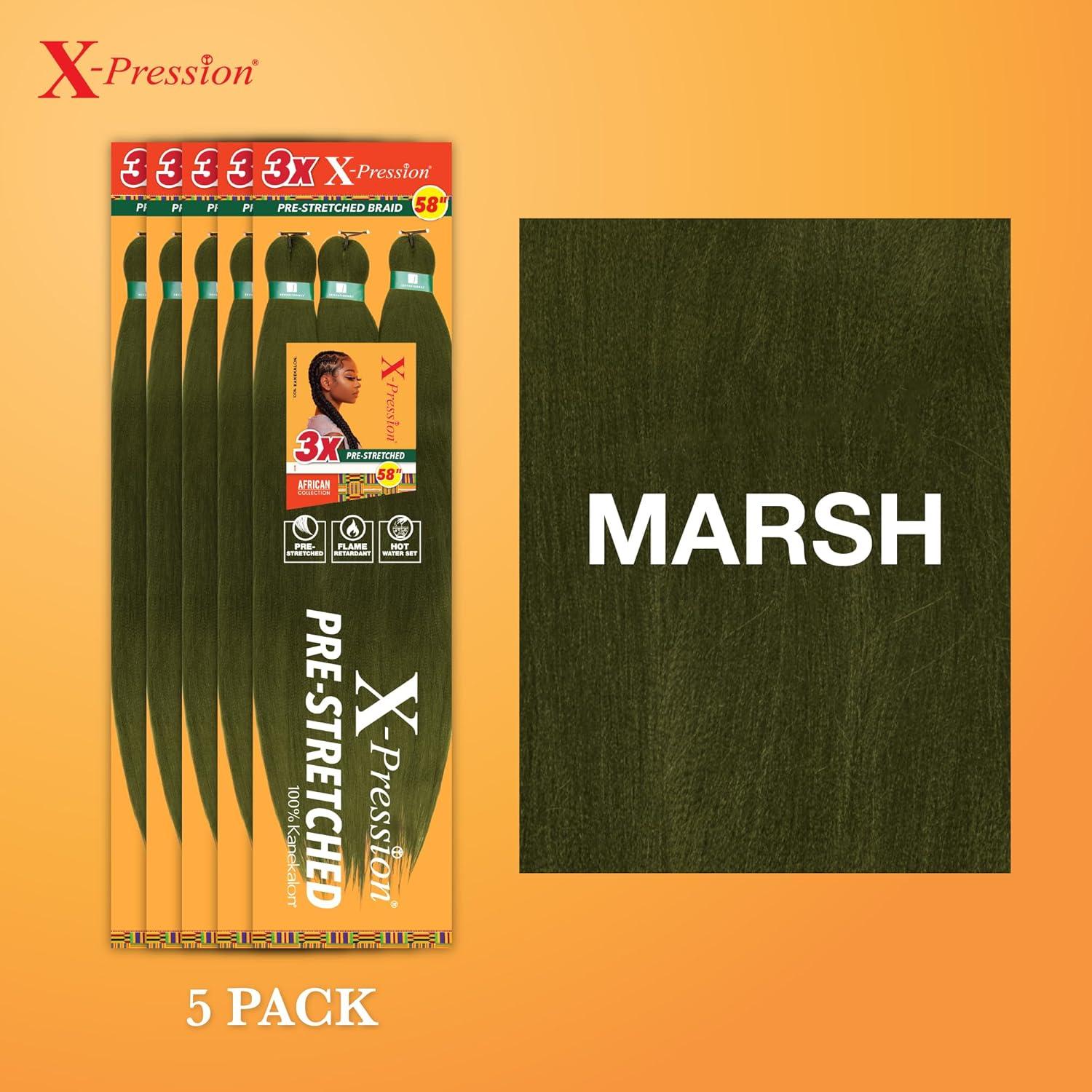 imageSensationnel Xpression prestretched braiding hair 3x braid 58 inch all kanekalon flame retardant synthetic braid for box braids and twists 1 pack 1 JETBLACKMARSH